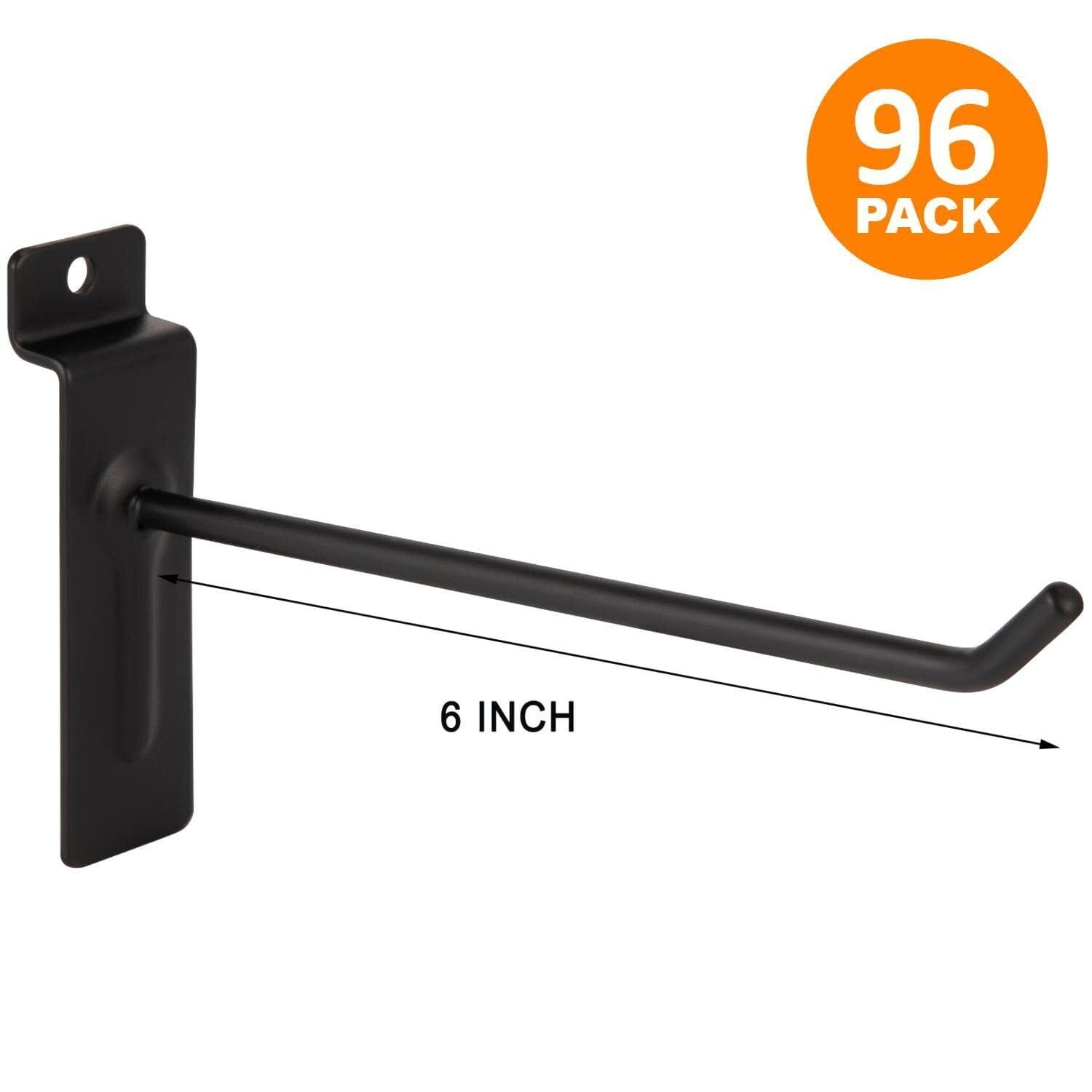 96-Pack Black Heavy Duty 6-Inch Metal Slatwall Hooks