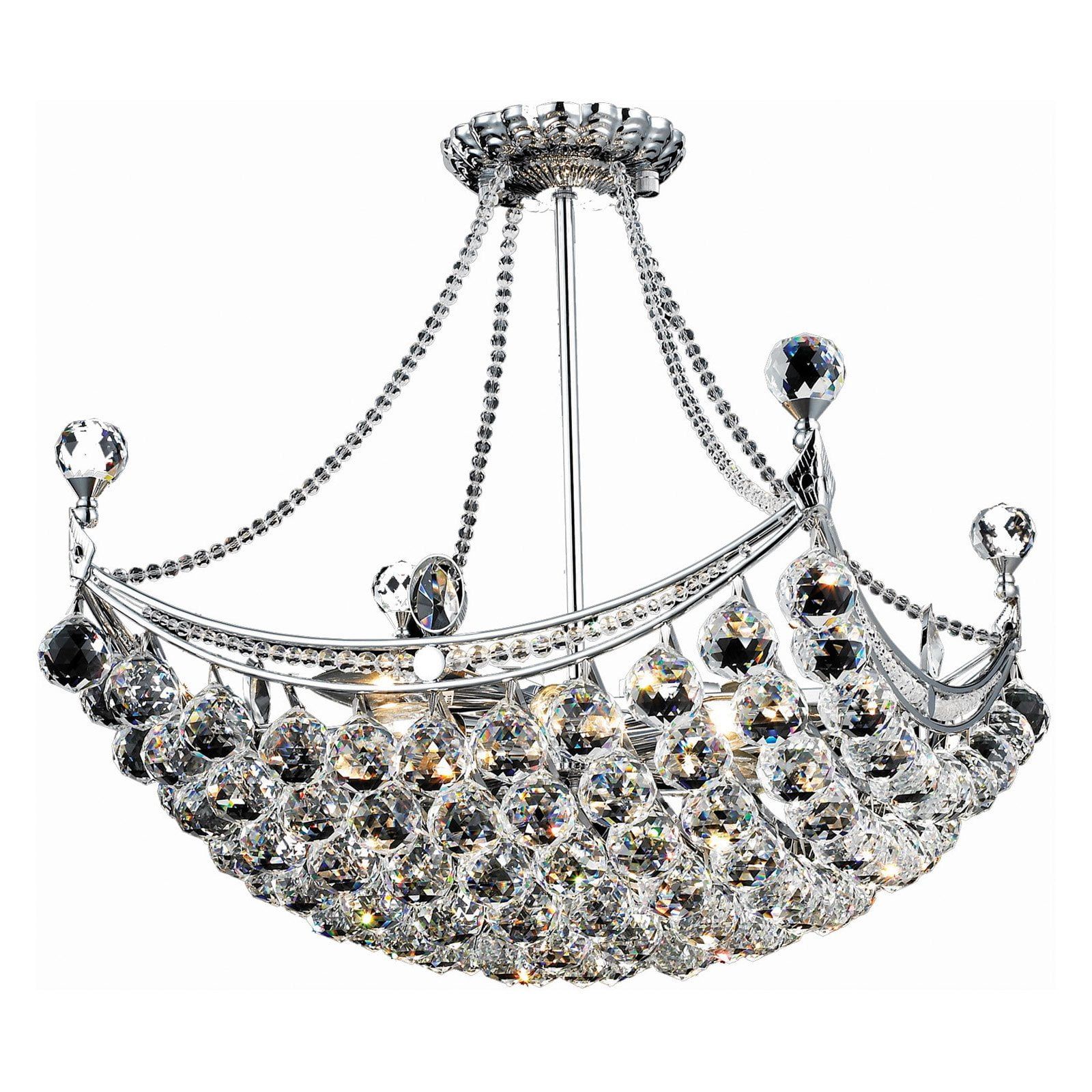 Corona Empire-Style 20" Chrome Chandelier with Clear Royal Cut Crystals