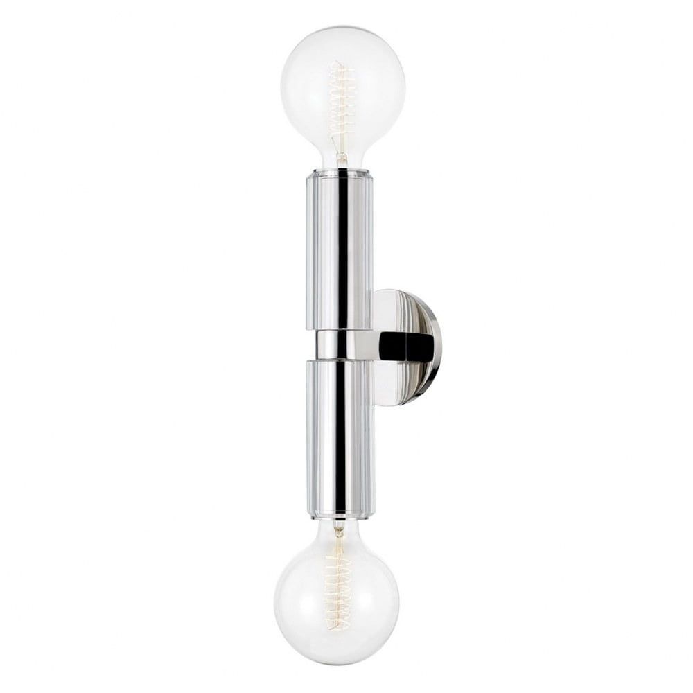 Sleek Transitional 24.75" Silver Nickel Dimmable Wall Sconce