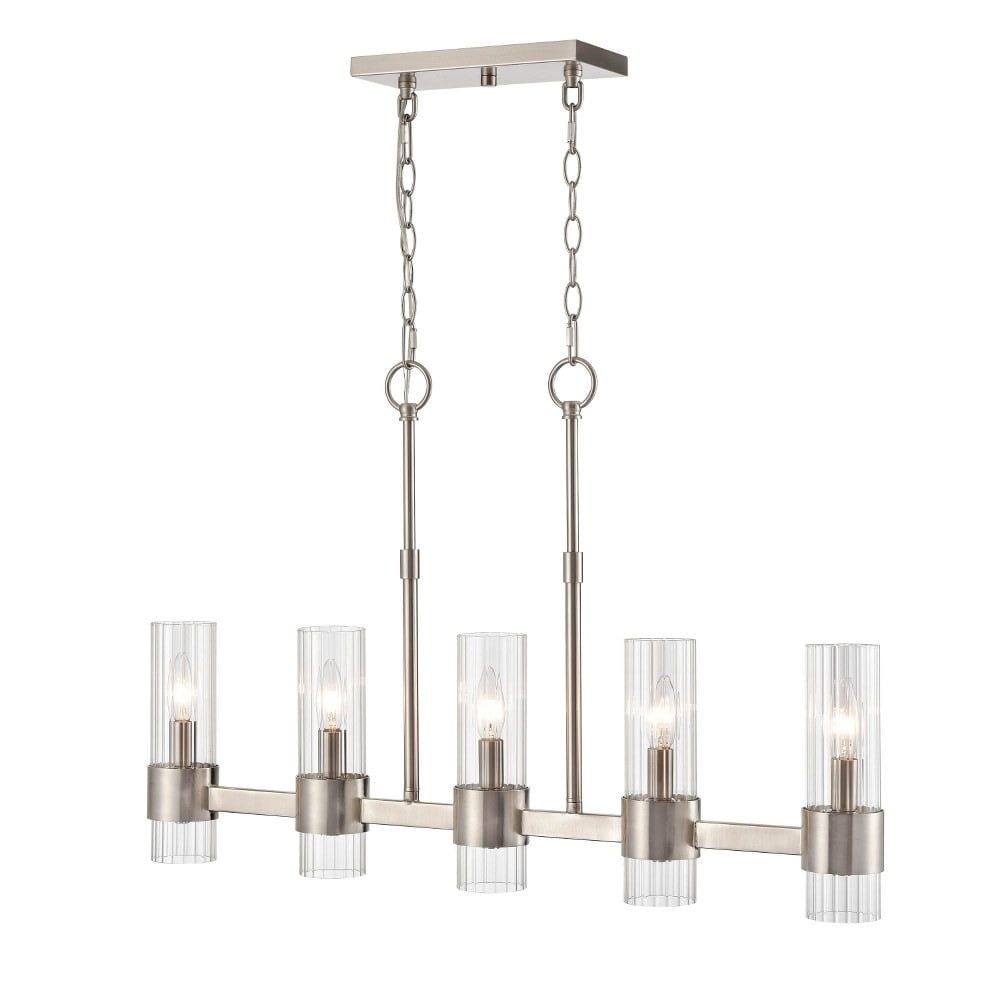 Caberton Elegance 32" Brushed Nickel Linear Chandelier with Clear Glass Shades