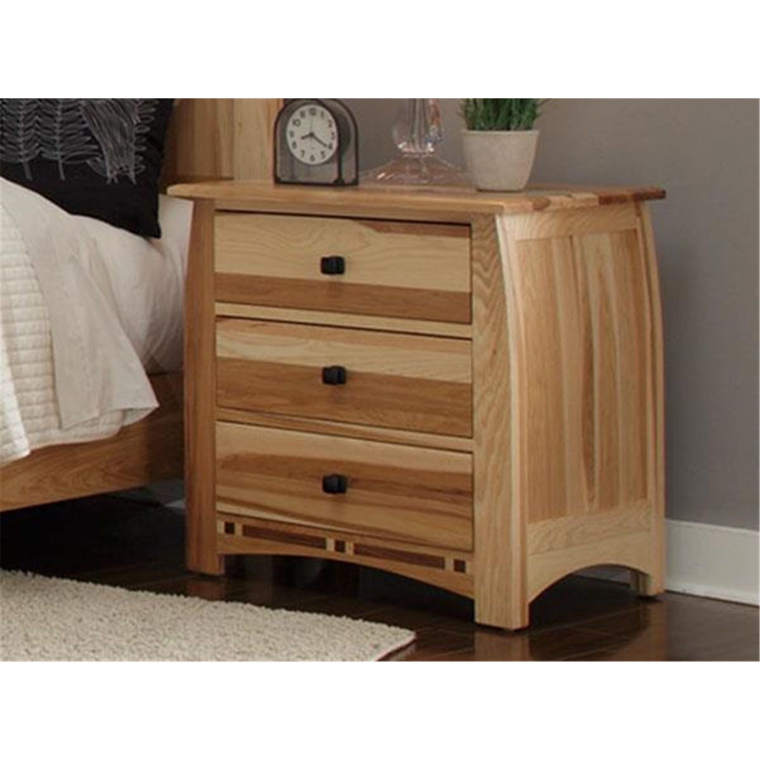 Lodge Style Brown Solid Wood 3-Drawer Nightstand