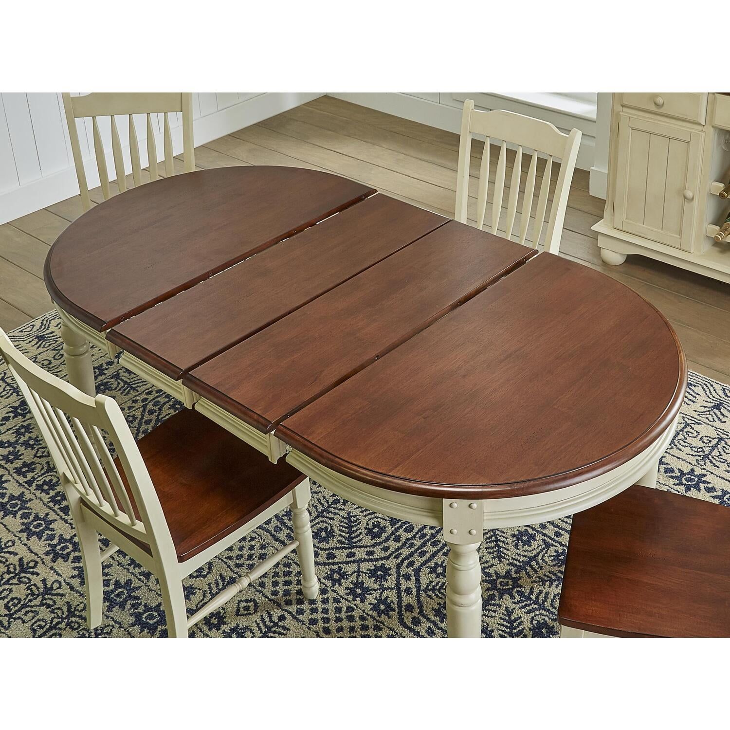 Buttermilk and Merlot Oval Extendable Dining Table