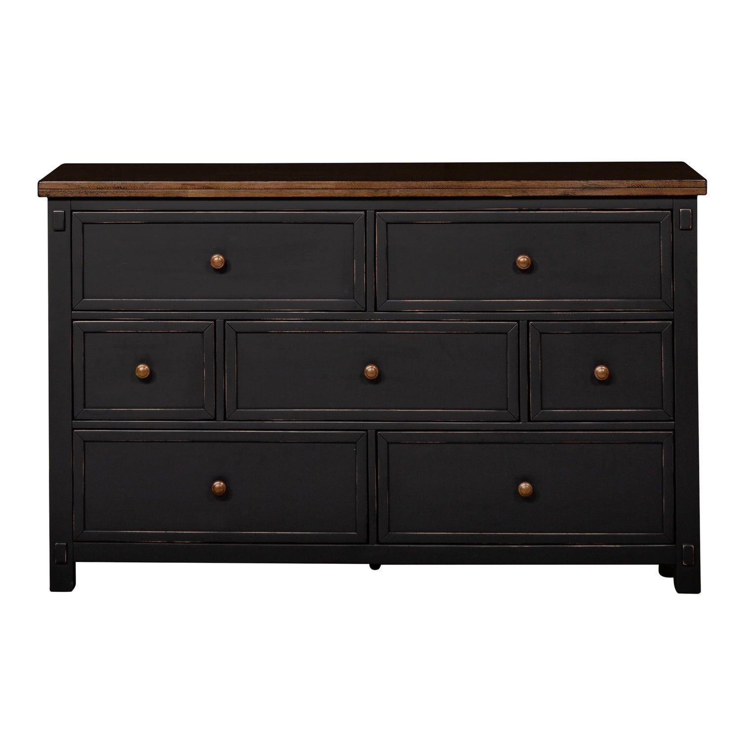 Chicory Black Solid Wood 7-Drawer Farmhouse Dresser