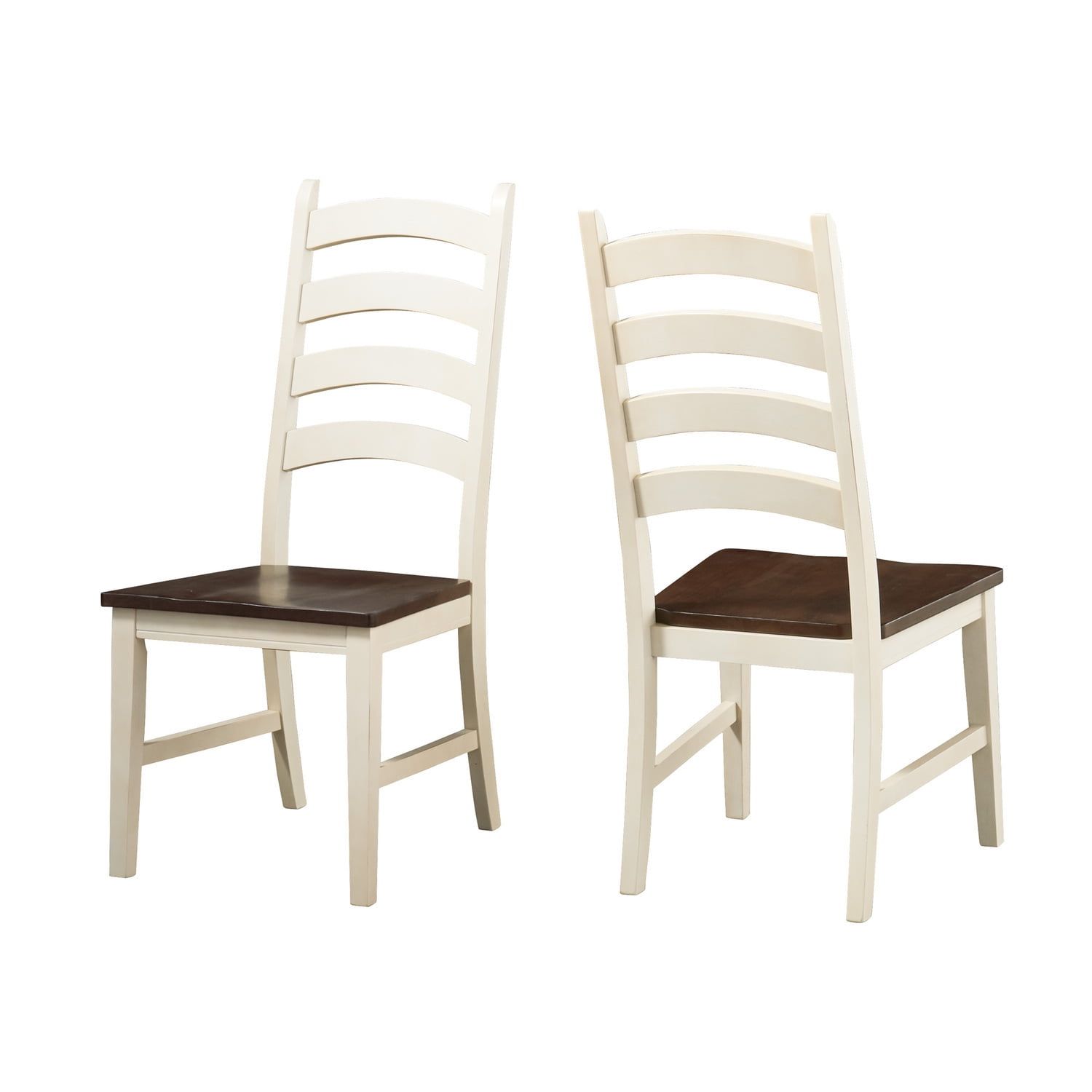 Chalk White and Cocoa Ladderback Wood Side Chair Set