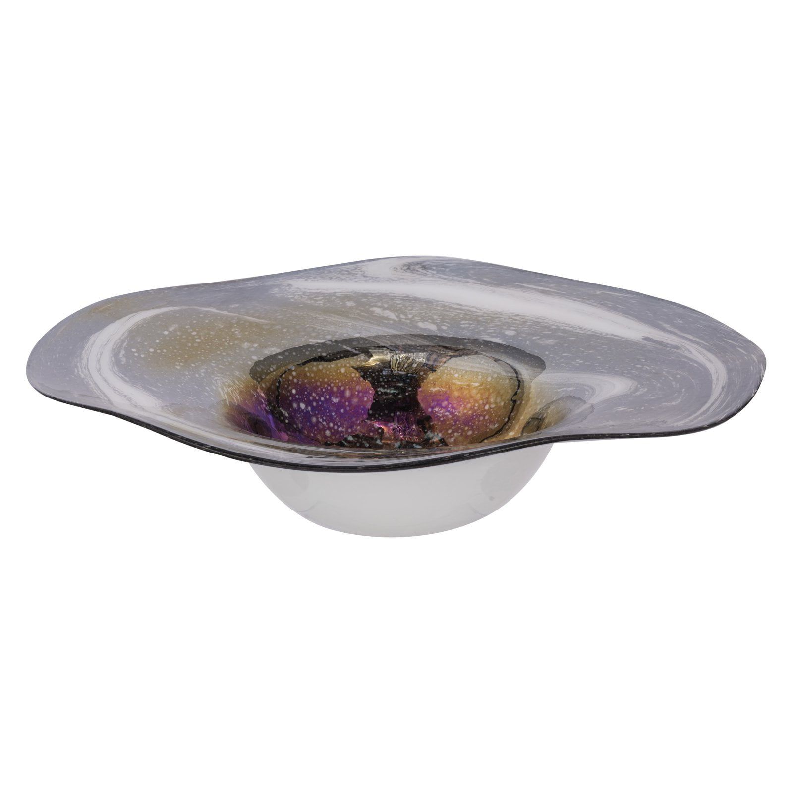 18" Multicolor Hand-Blown Glass Decorative Bowl