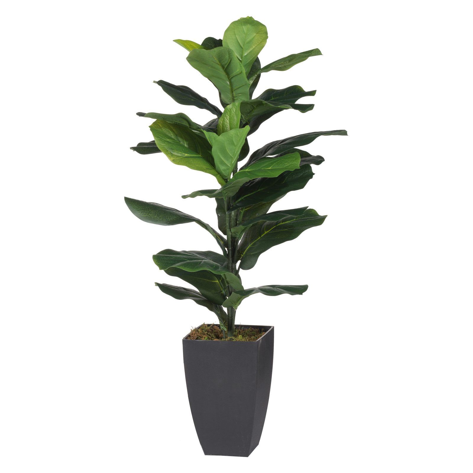 35" Green Plastic Potted Fiddle Leaf Fig Tree