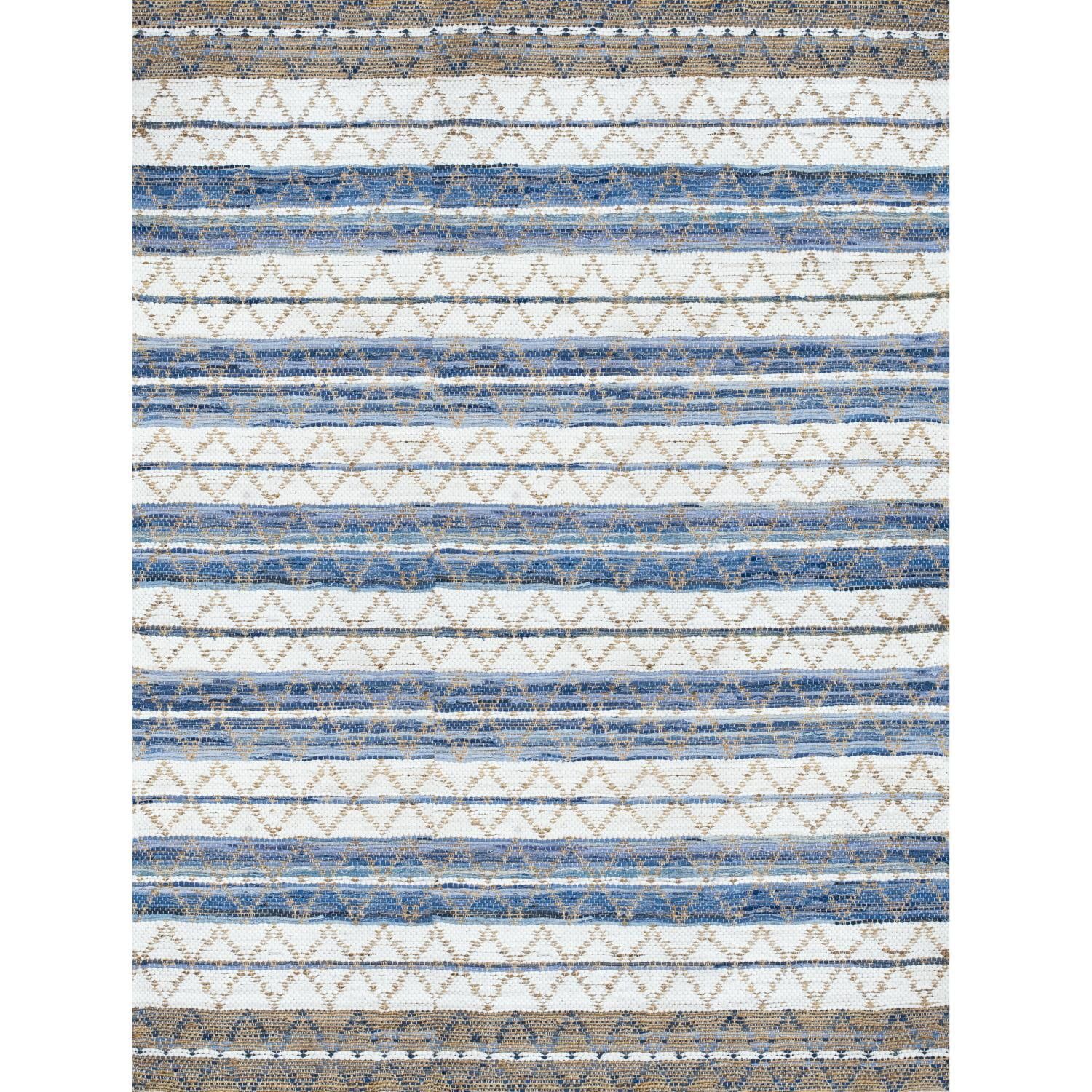 Rectangular Blue Diamond Cotton Area Rug 32" x 48"