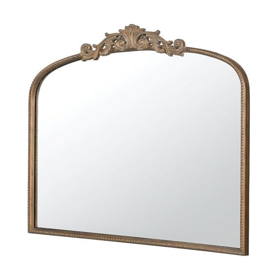 Luxurious Gold-Framed Rectangular Wood Dresser Mirror 40"x31"
