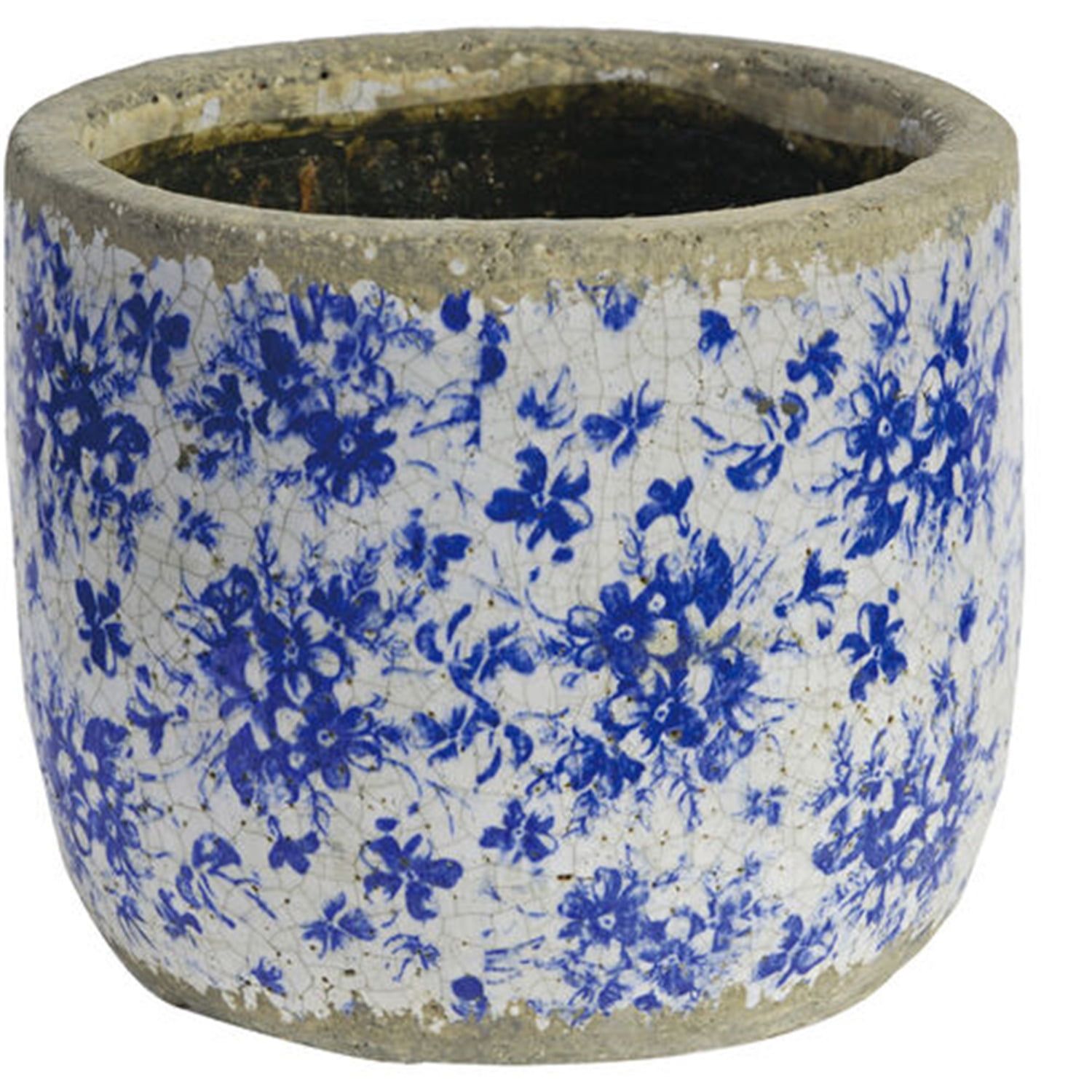 Lilibeth Short Blue and White Terracotta Planter