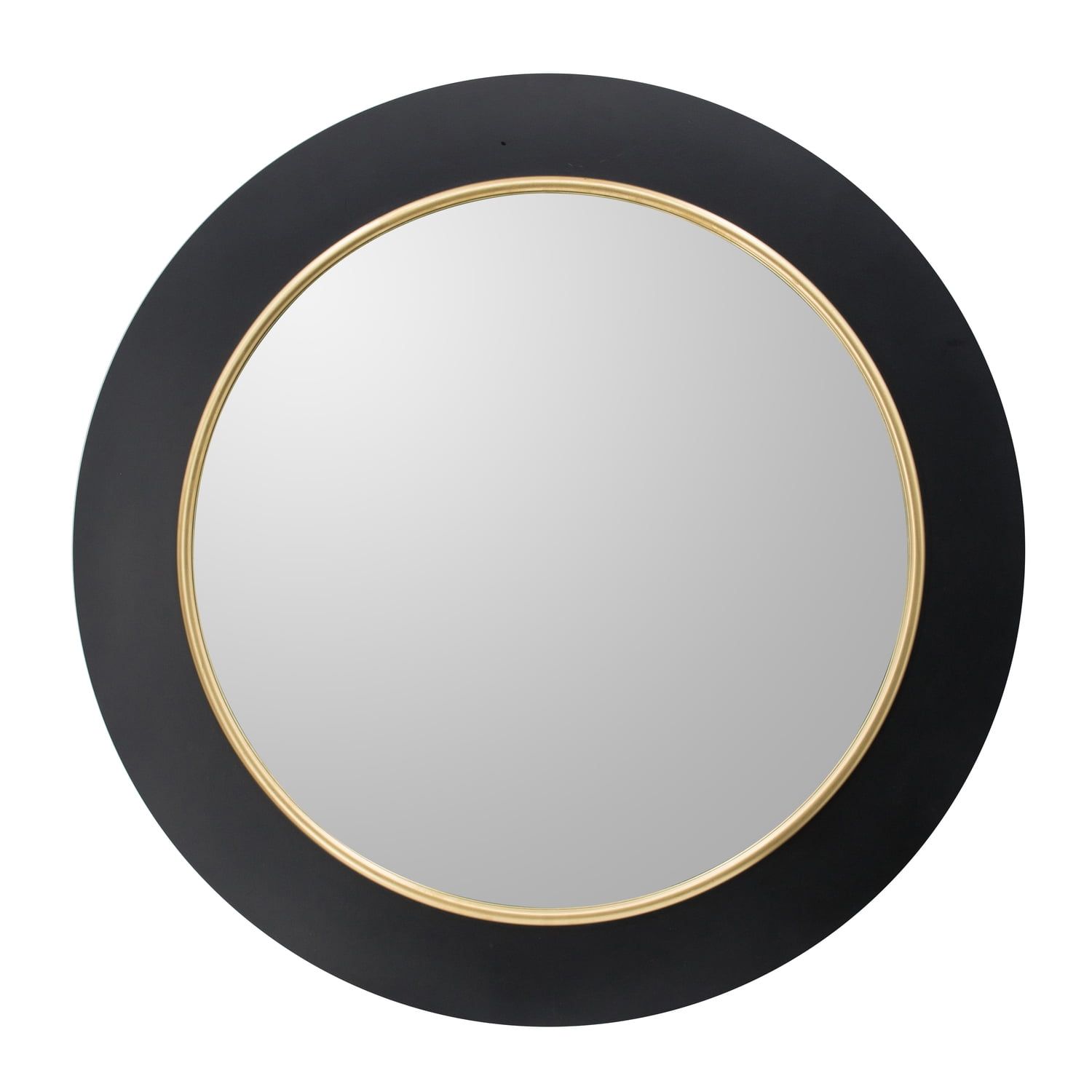 Round Black and Gold Iron Framed Vanity Mirror with LED Light