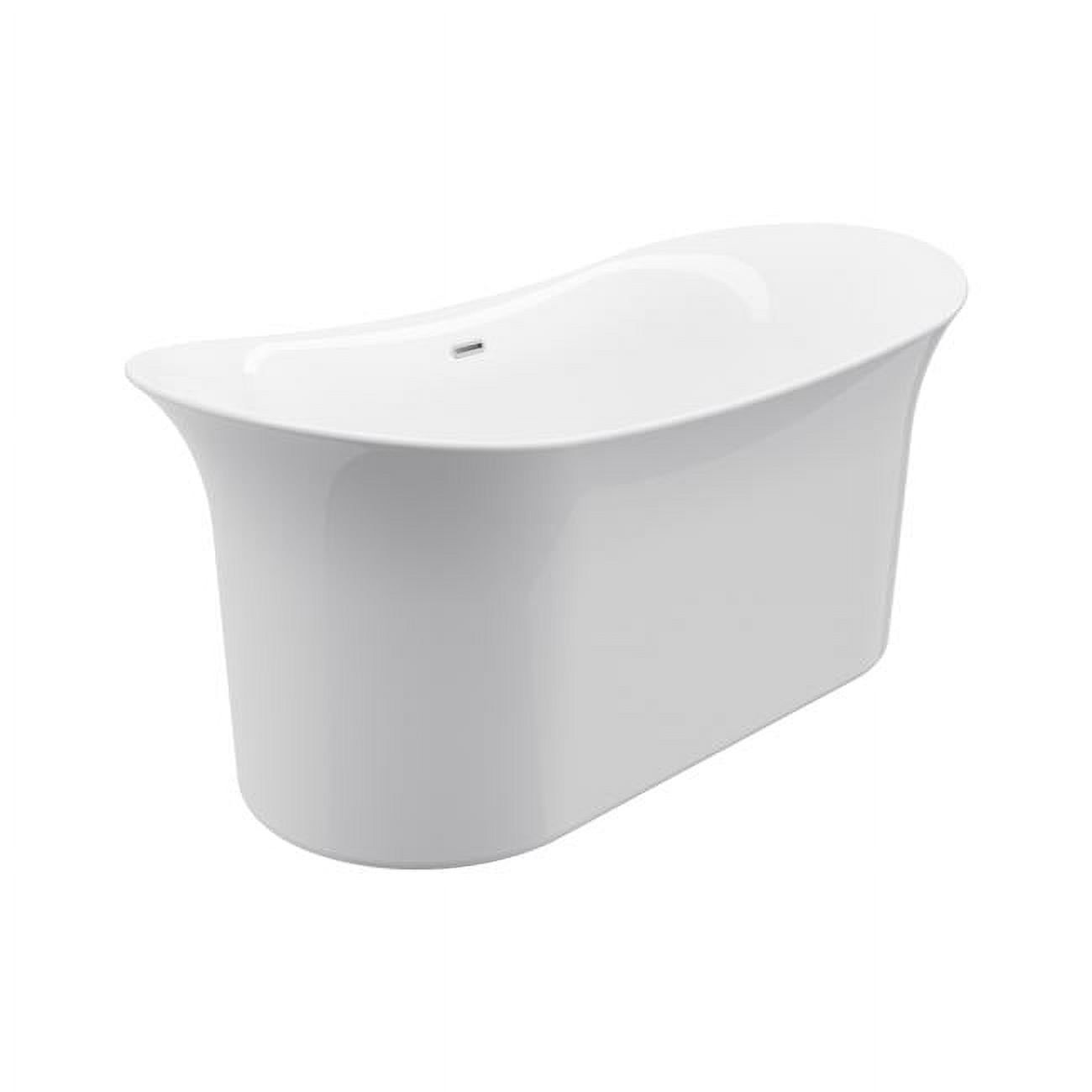 66-Inch White Acrylic Freestanding Oval Bathtub