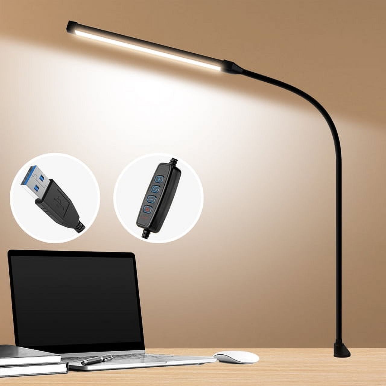 Black Adjustable Arc Clip-on LED Desk Lamp