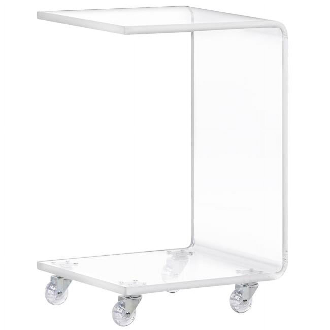 Clear Acrylic Rectangular Chairside Table with Casters