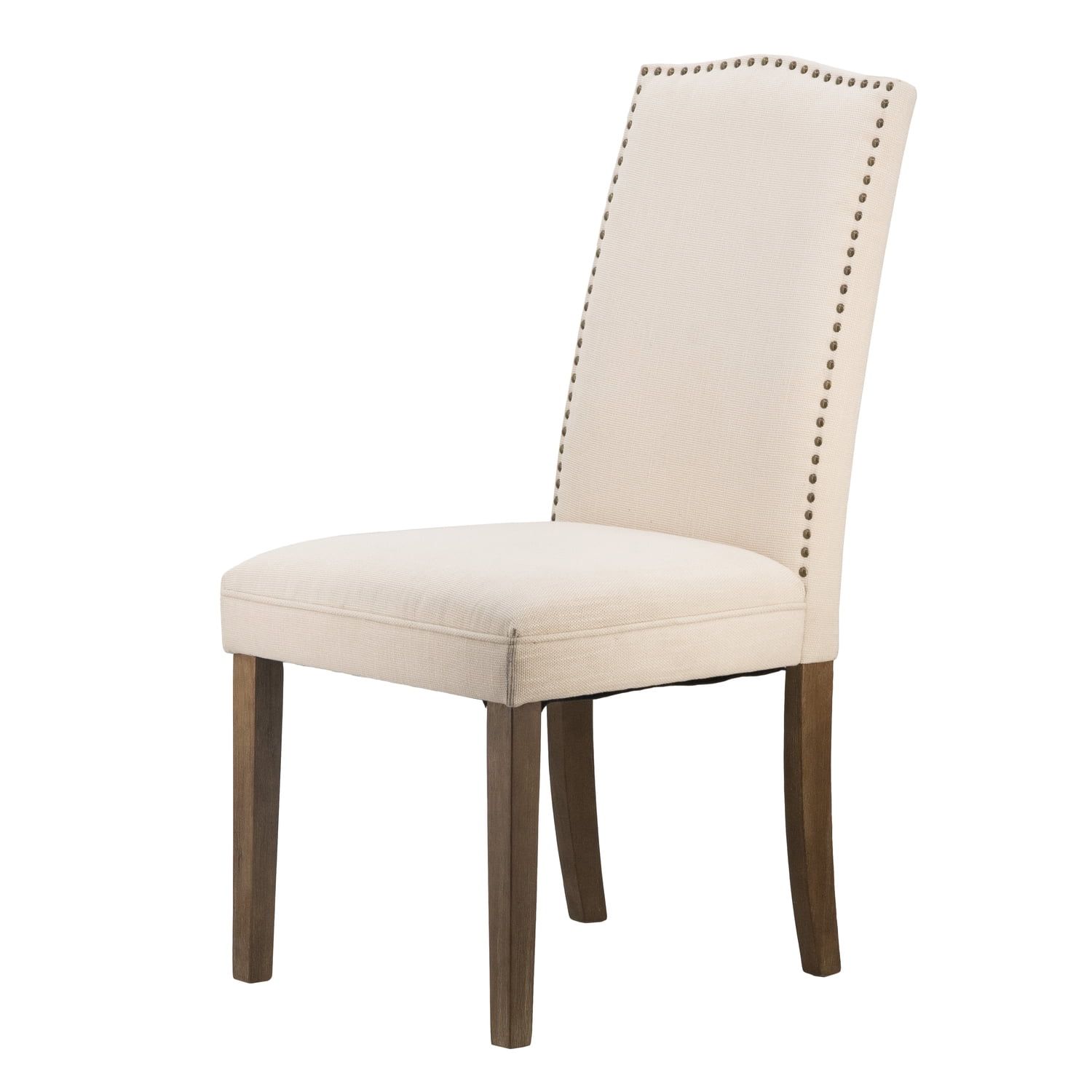 Beige High Back Wood and Metal Parsons Side Chair