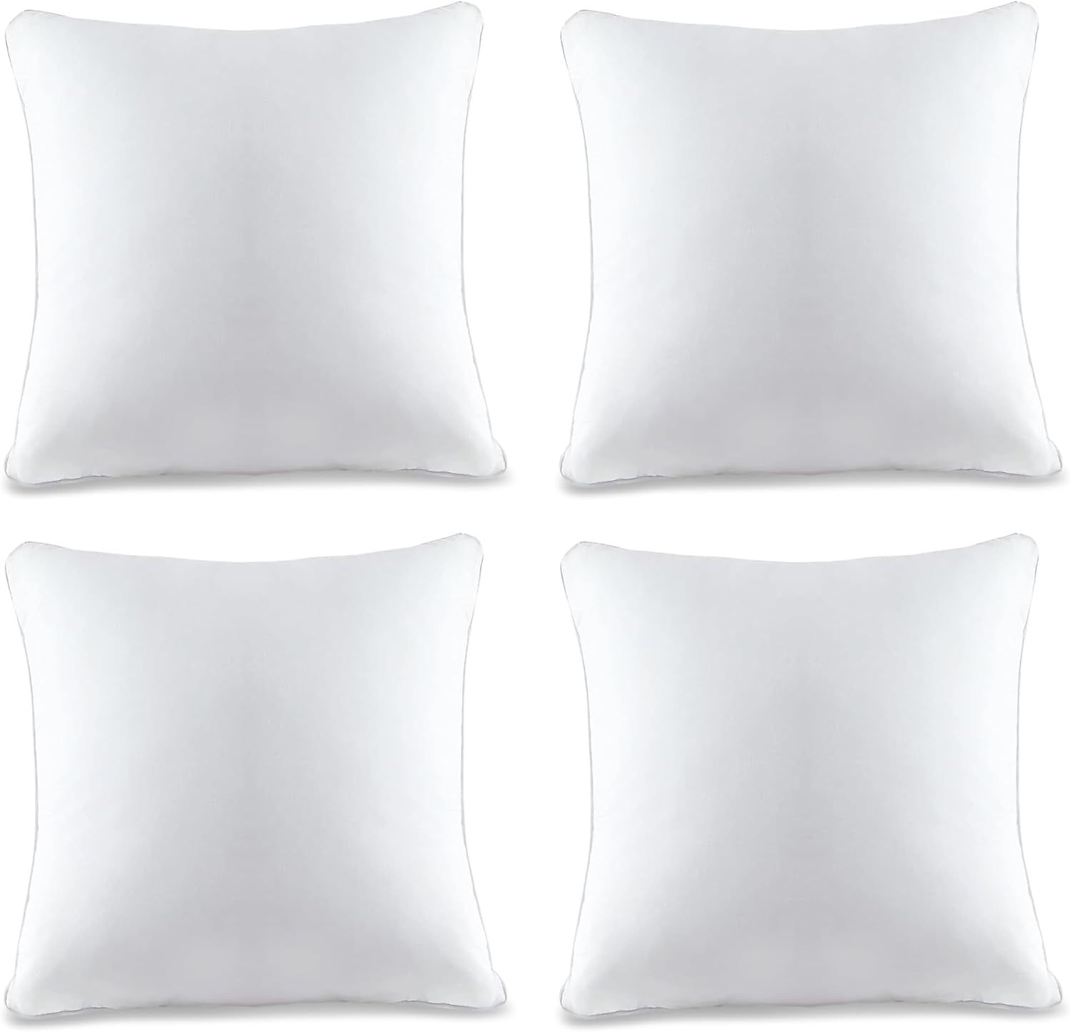 White Hypoallergenic Down Alternative 18" Throw Pillow Inserts, Set of 4