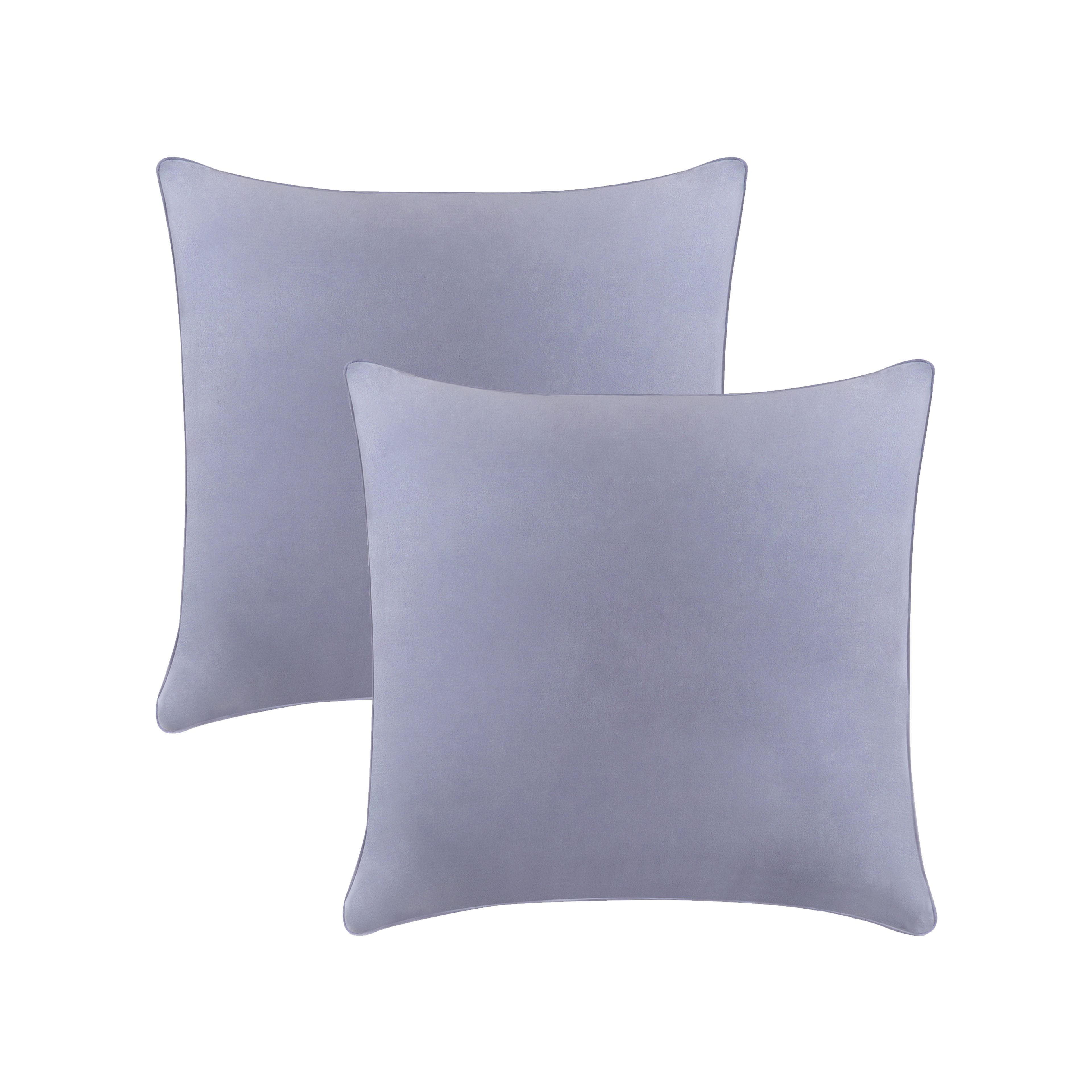 Slat Grey Velvet 18x18 Euro Throw Pillow Covers Set of 2