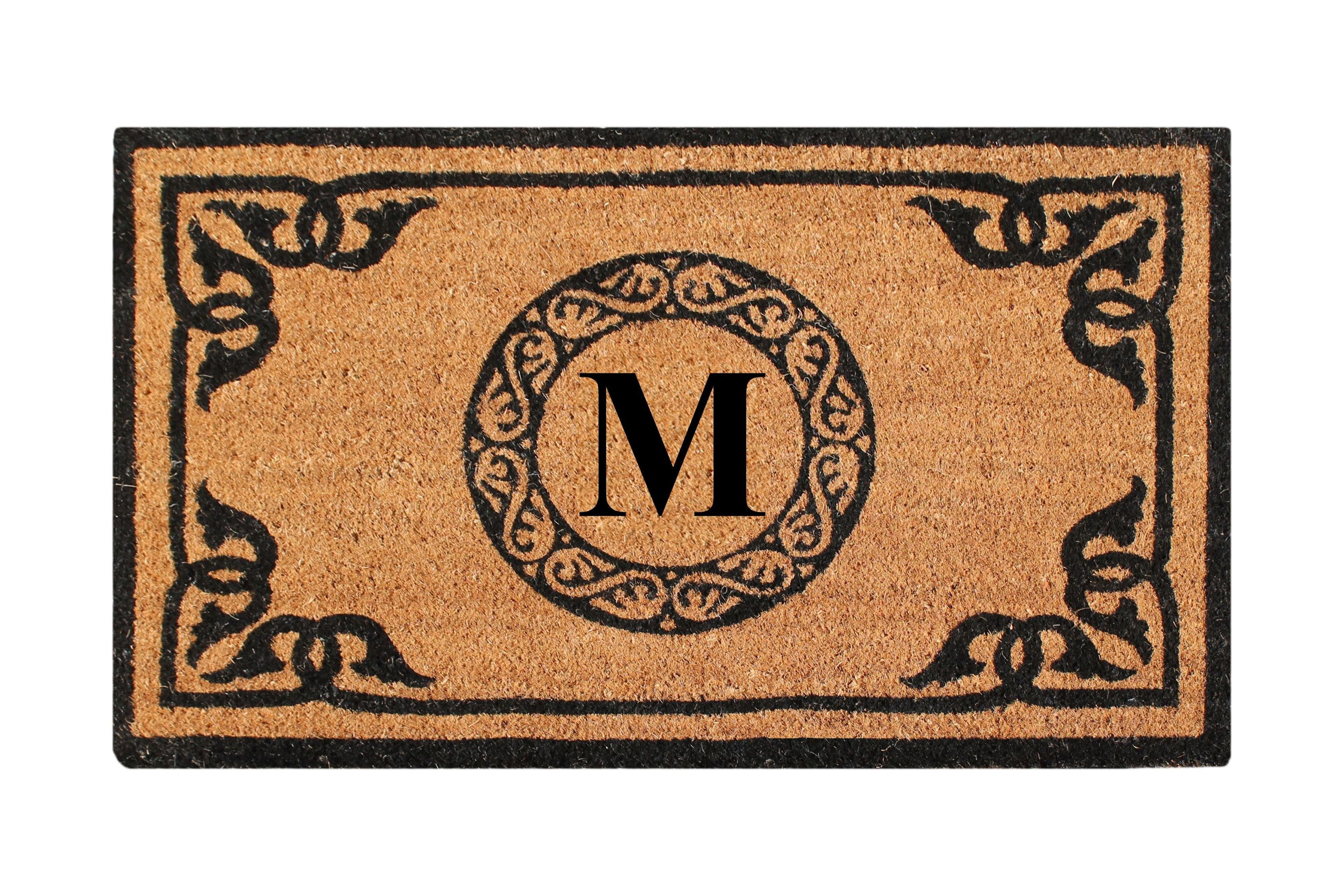 Personalized Natural Coir Outdoor Doormat with Monogram, 24" x 39"