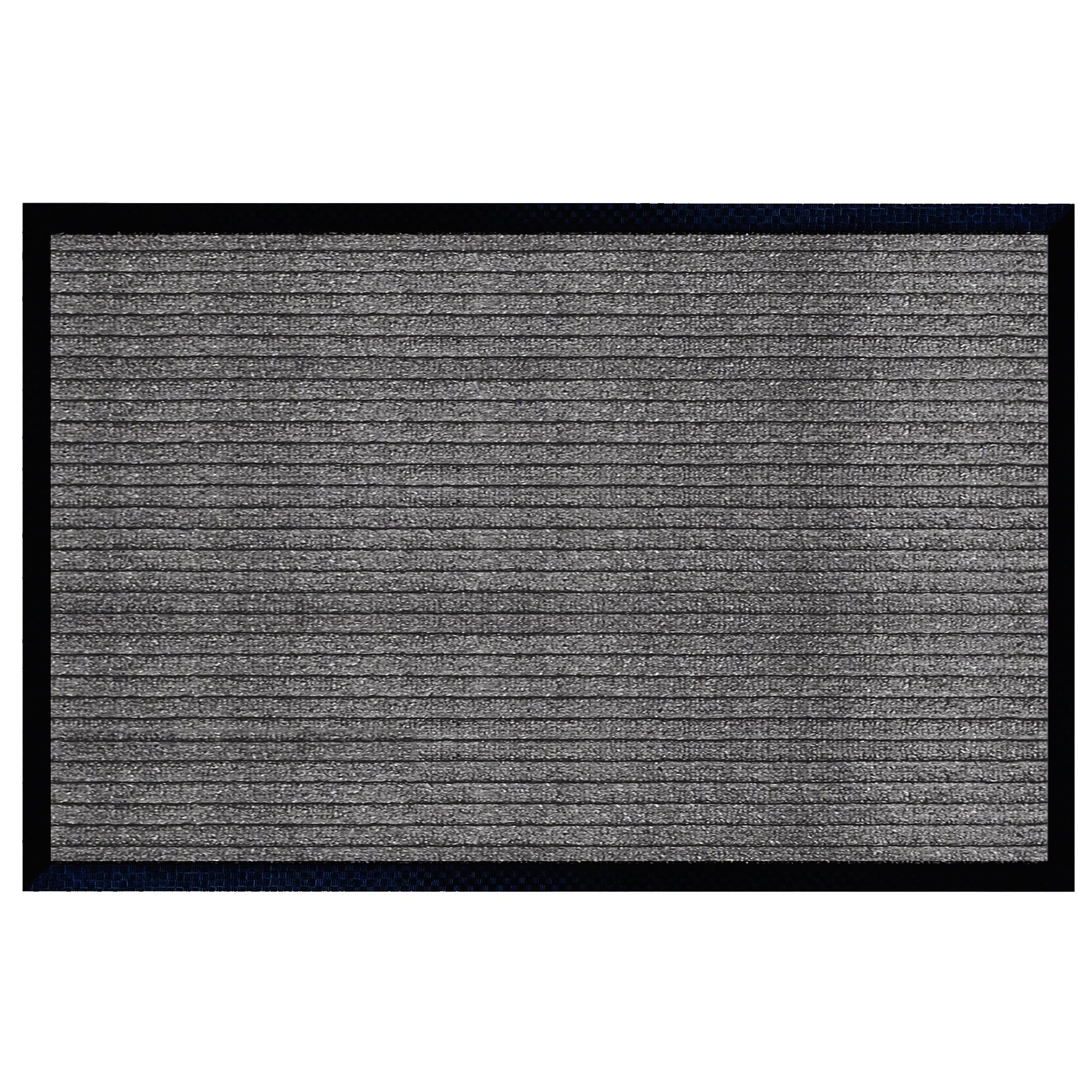 Dark Gray Stripe Rubber Outdoor Non-Slip Doormat 16" x 24"