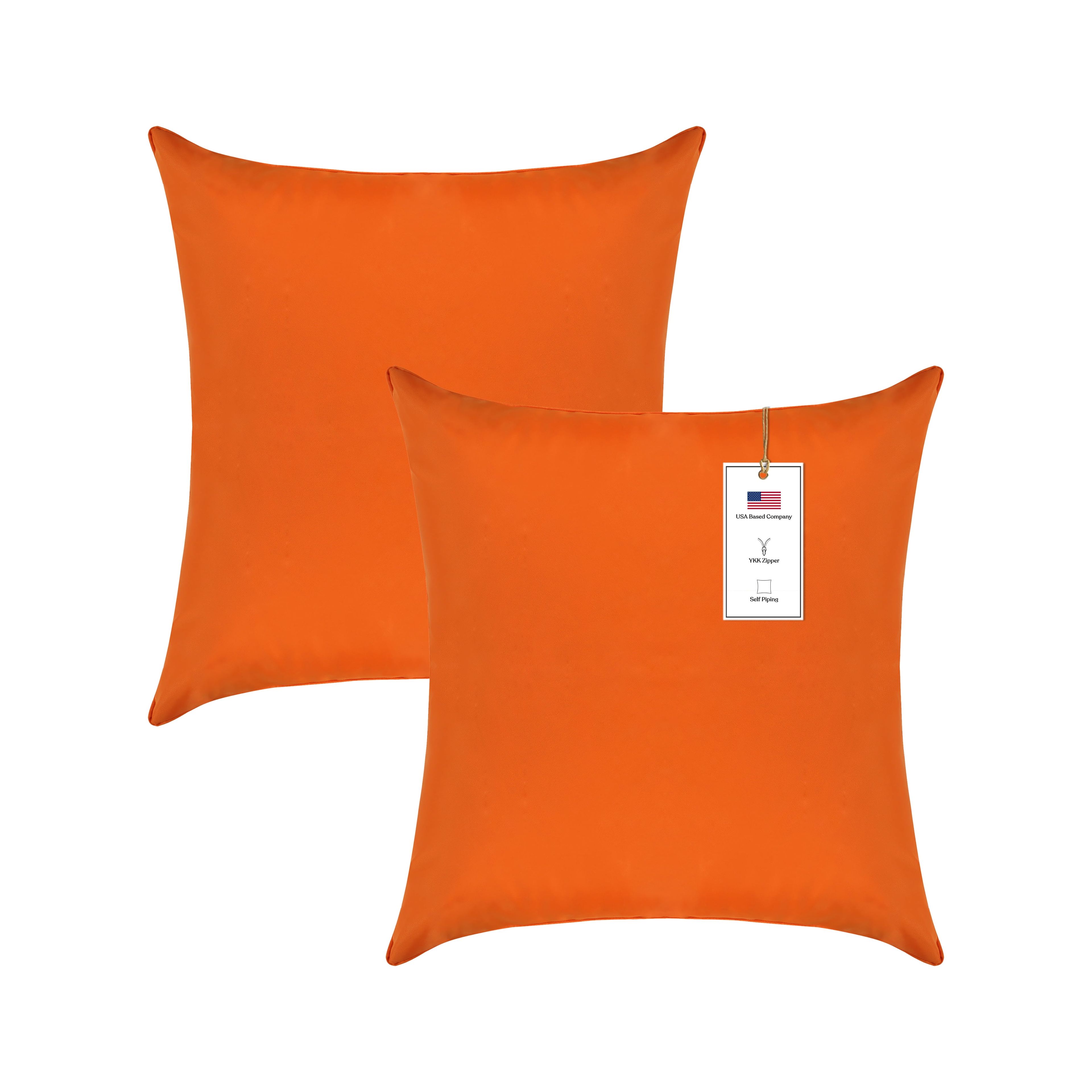 Burning Orange 22" Waterproof Outdoor Pillow Covers Set