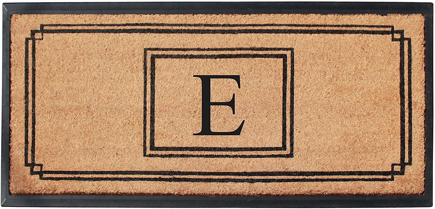 Personalized Black and Beige Coir Outdoor Doormat