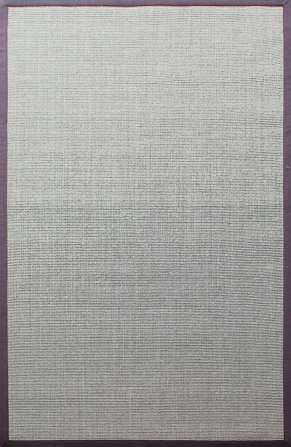 Ivory and Brown Handmade Sisal and Cotton Rectangular Rug