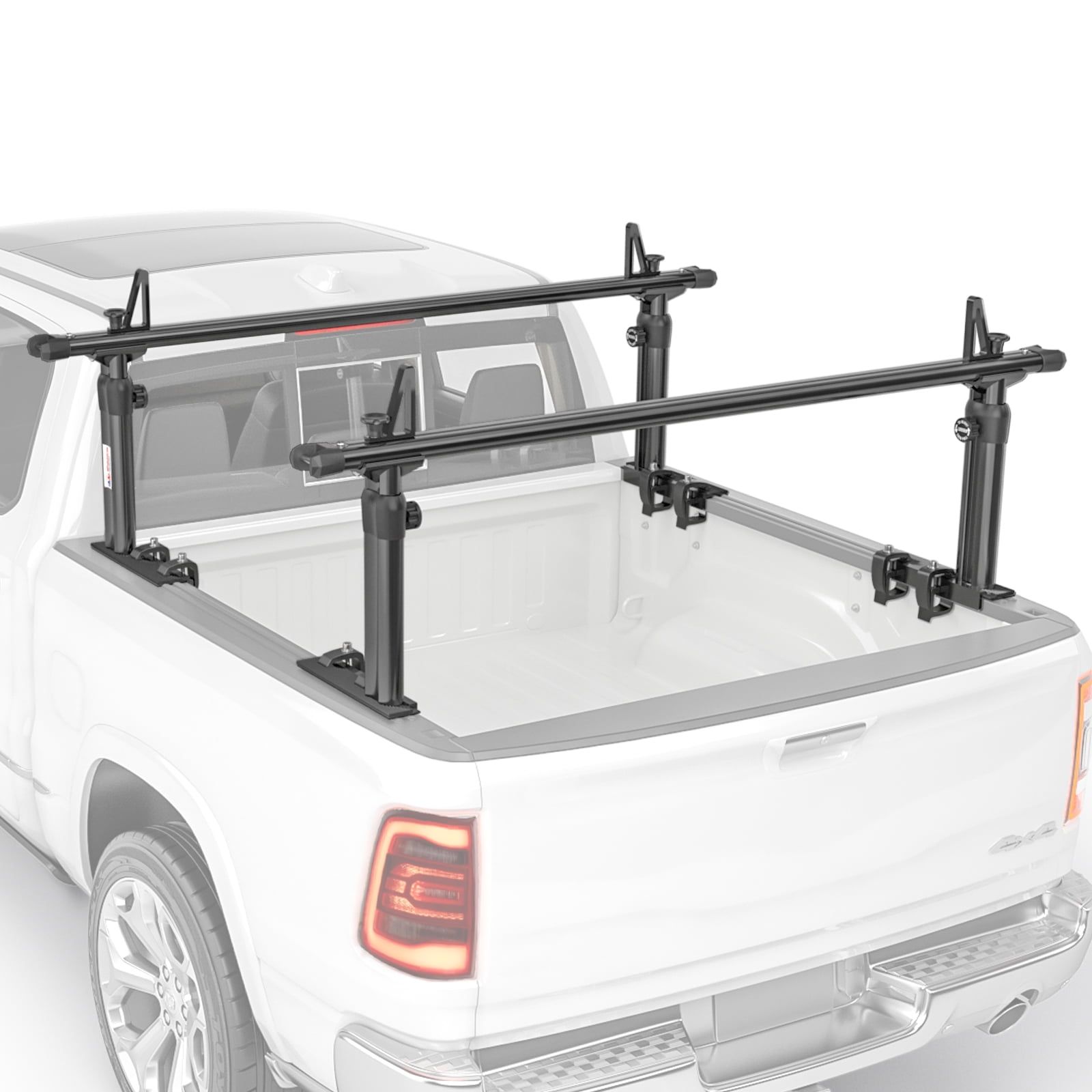 Black Aluminum Height-Adjustable Truck Bed Rack with Load Stops