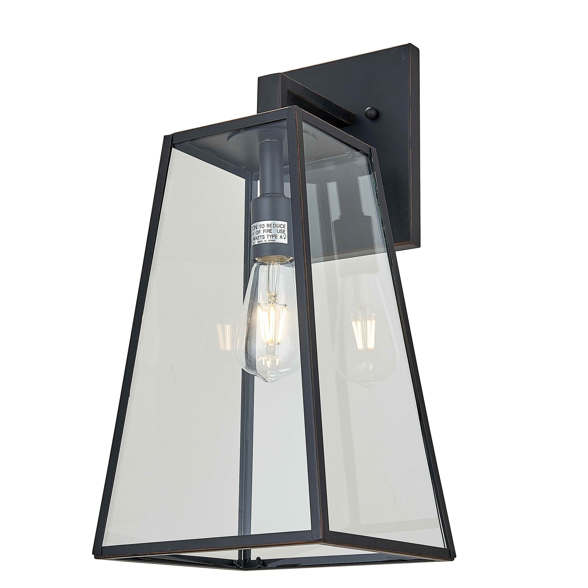 Bronze Dimmable Lantern Sconce with Clear Glass