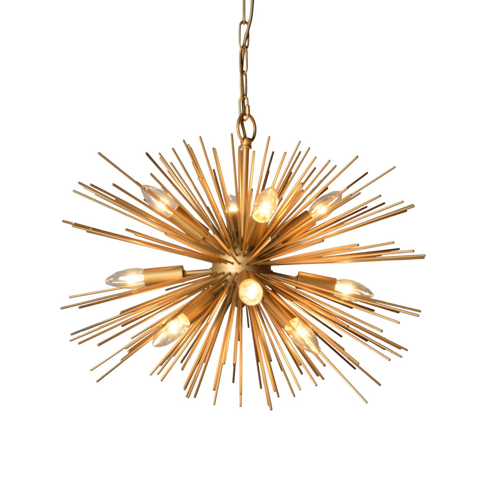 Gold Sunburst 12-Light Modern Sputnik Chandelier