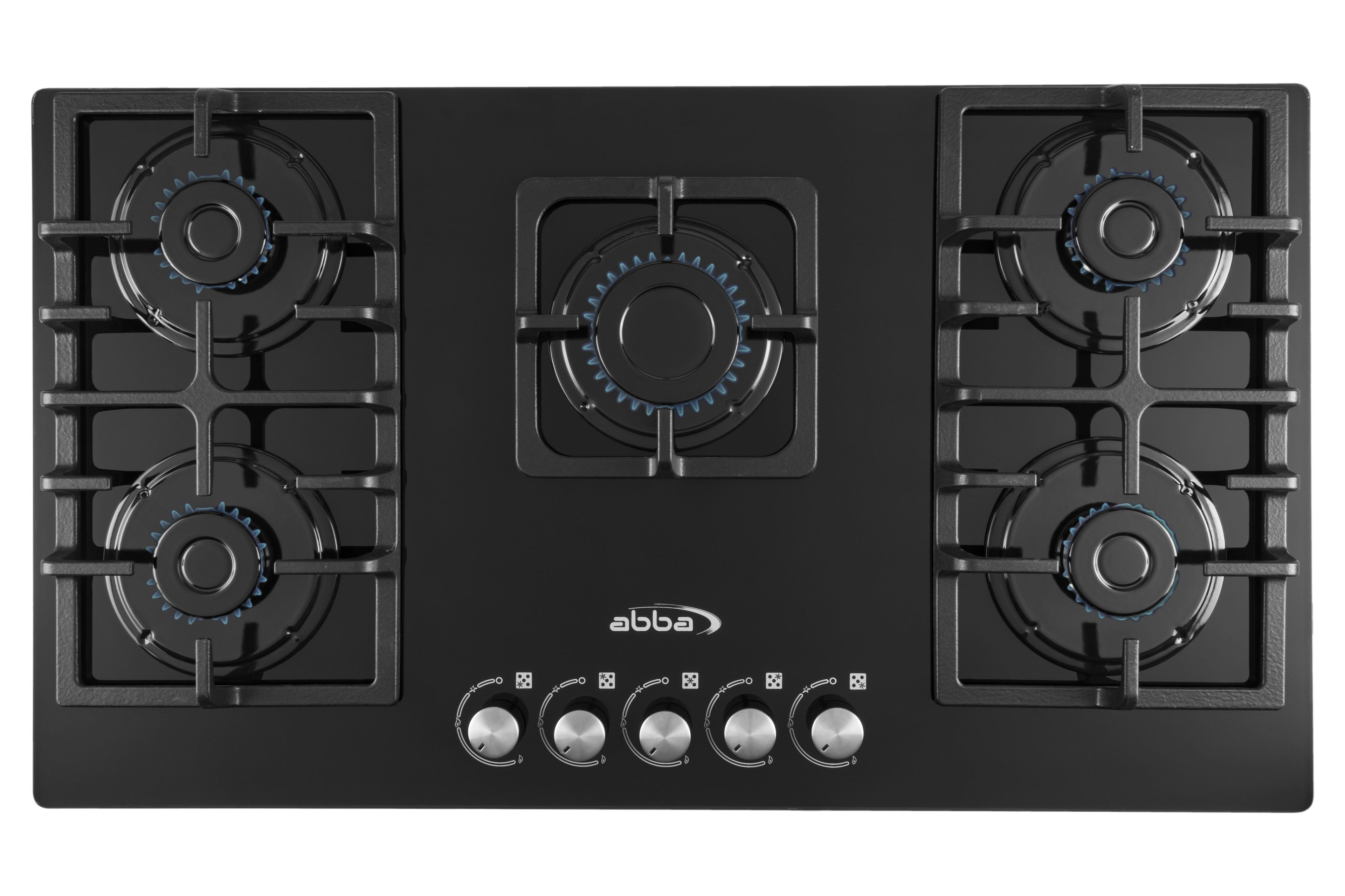 36-Inch Black Ceramic and Stainless Steel 5-Burner Gas Cooktop