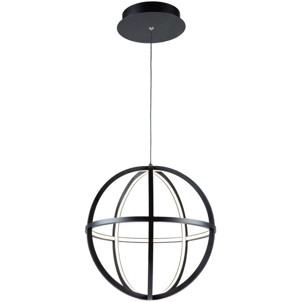 Celestial Matte Black 13.75" LED Geometric Orb Chandelier