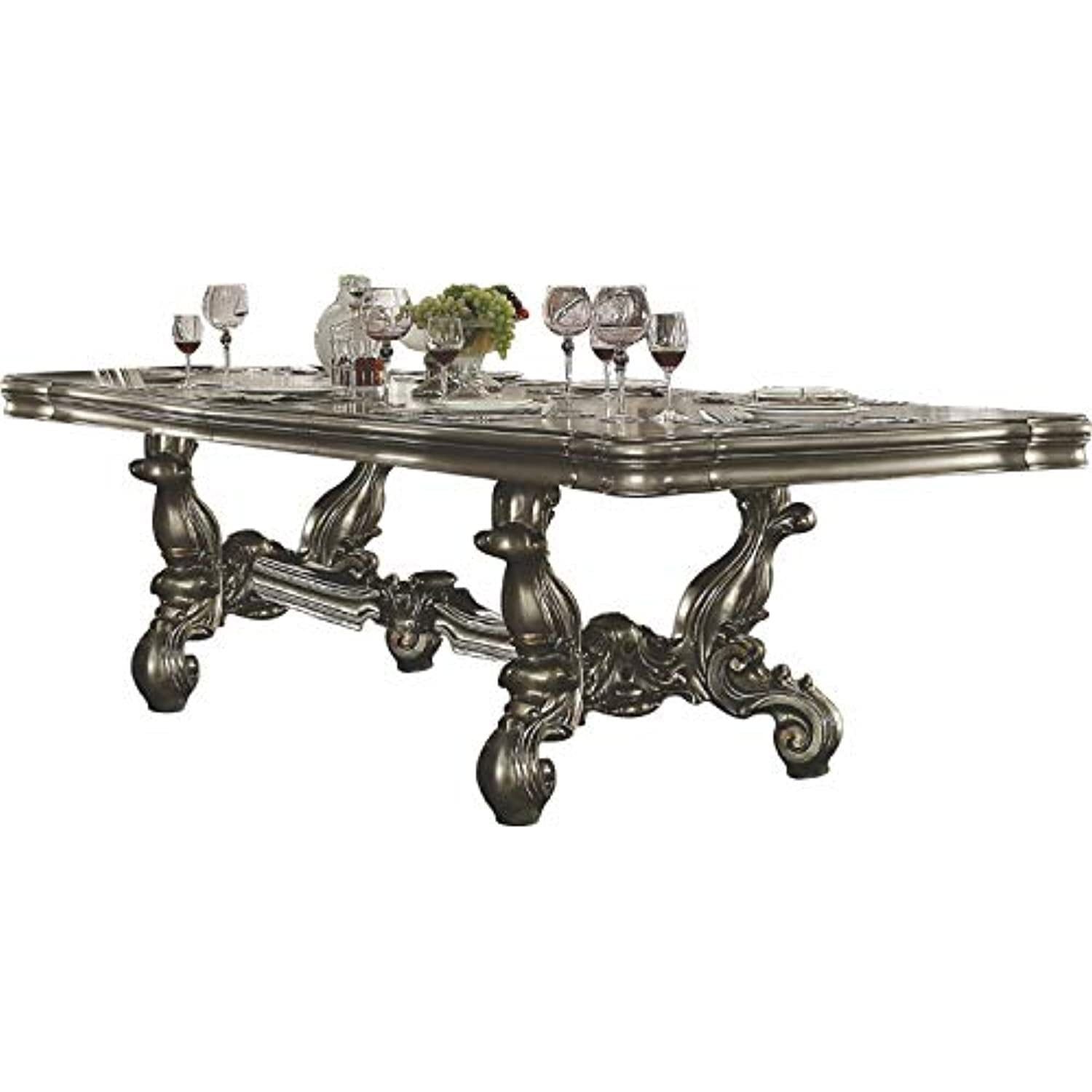 Antique Platinum Extendable Rectangular Wood Dining Table