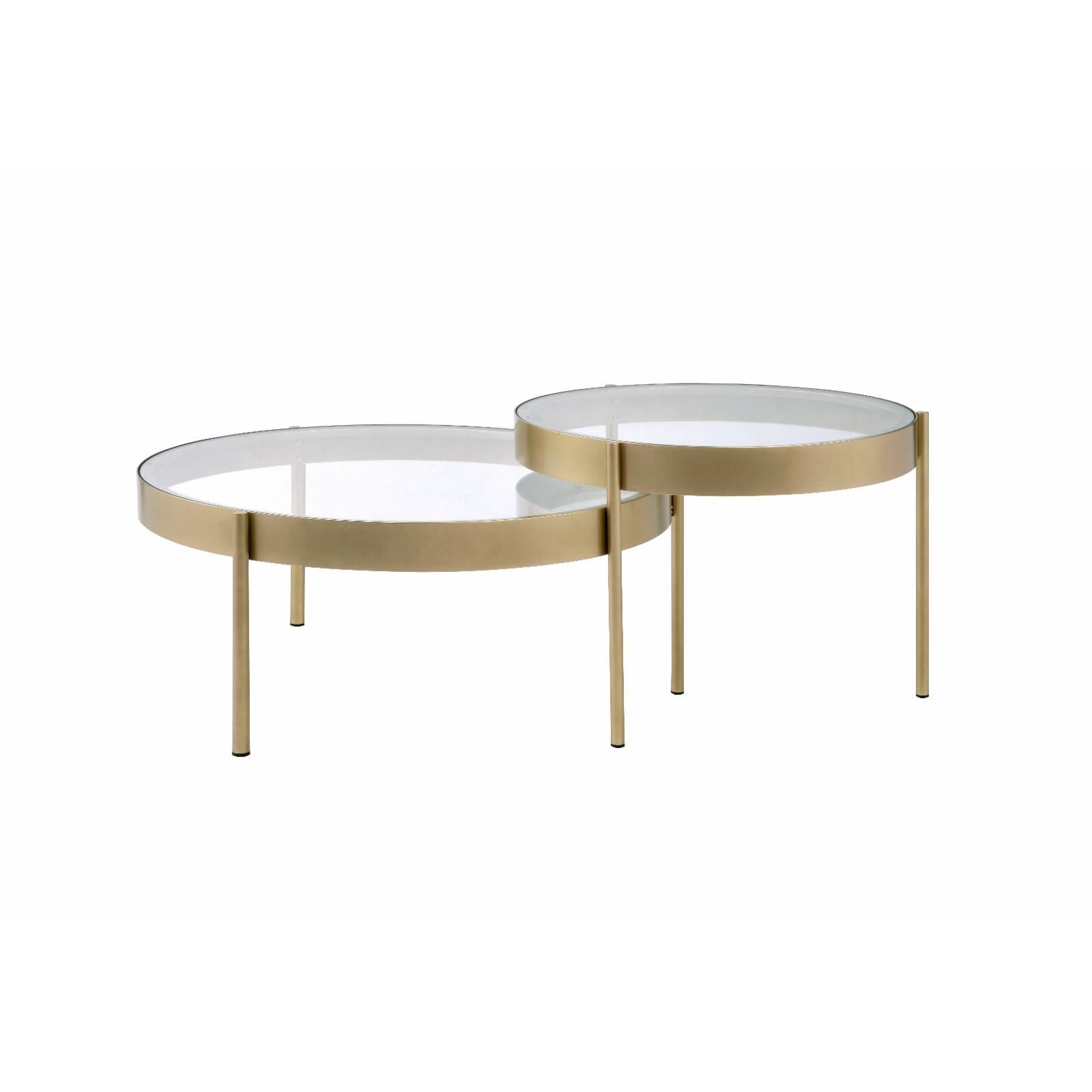 Andover Round Clear Glass and Gold Metal Nesting Tables