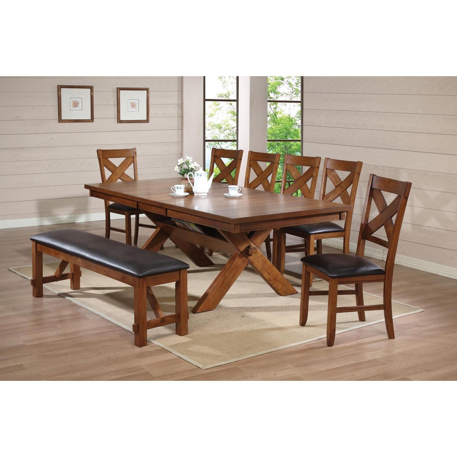 Apollo Walnut Distressed Oak Dining Table with Butterfly Leaf