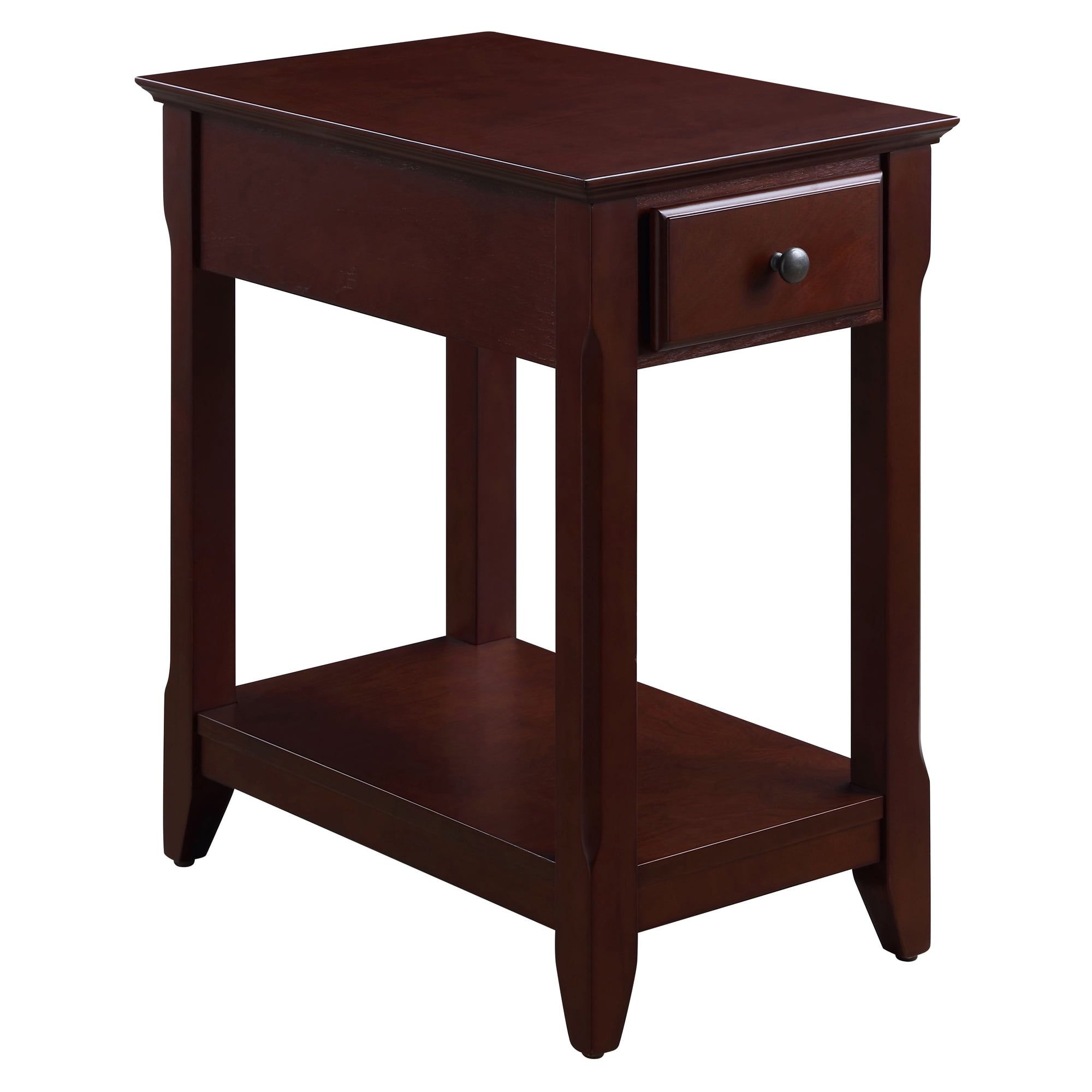 Espresso Wood Rectangular Accent Table with Storage Drawer