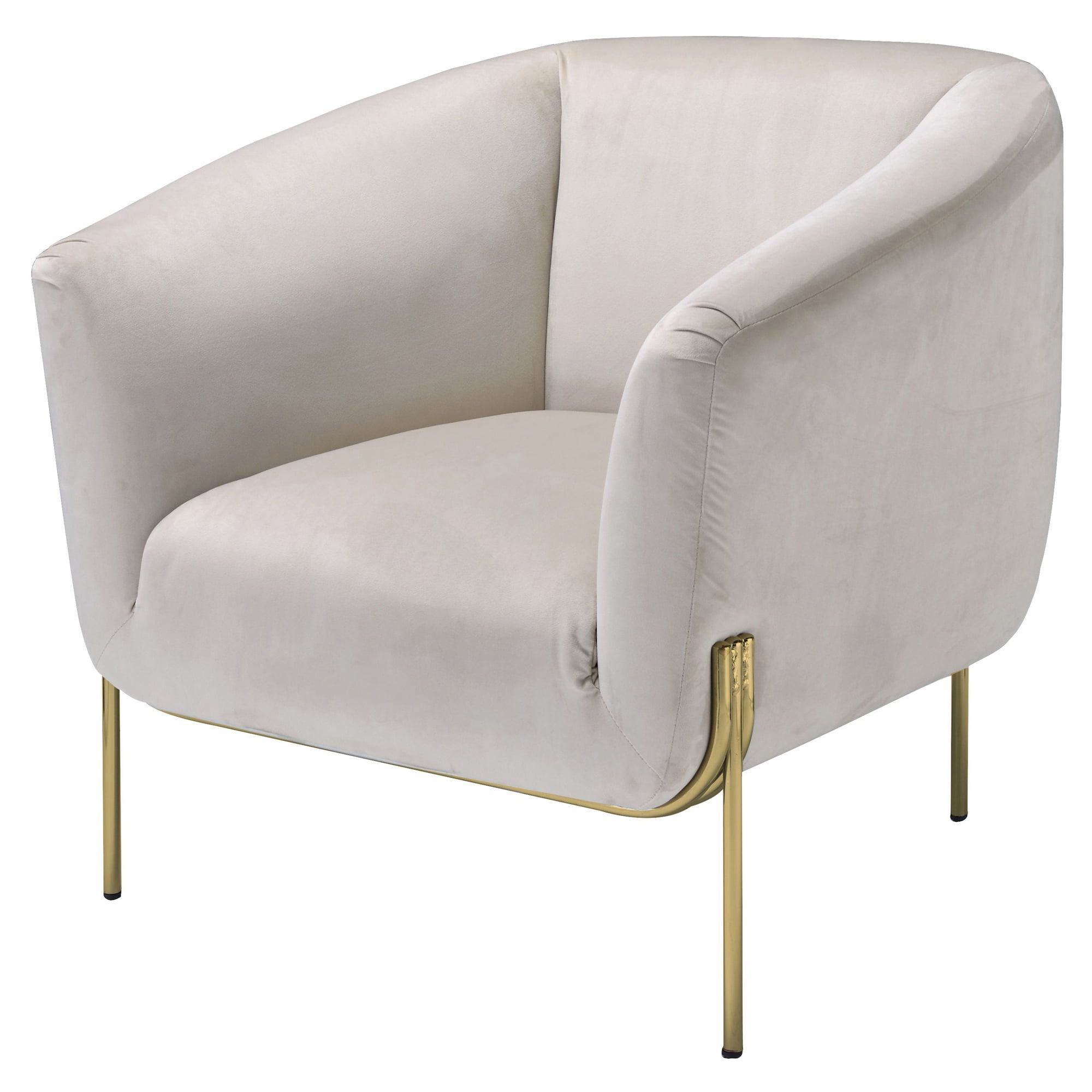 Carlson Velvet Barrel Accent Chair in Elegant Beige