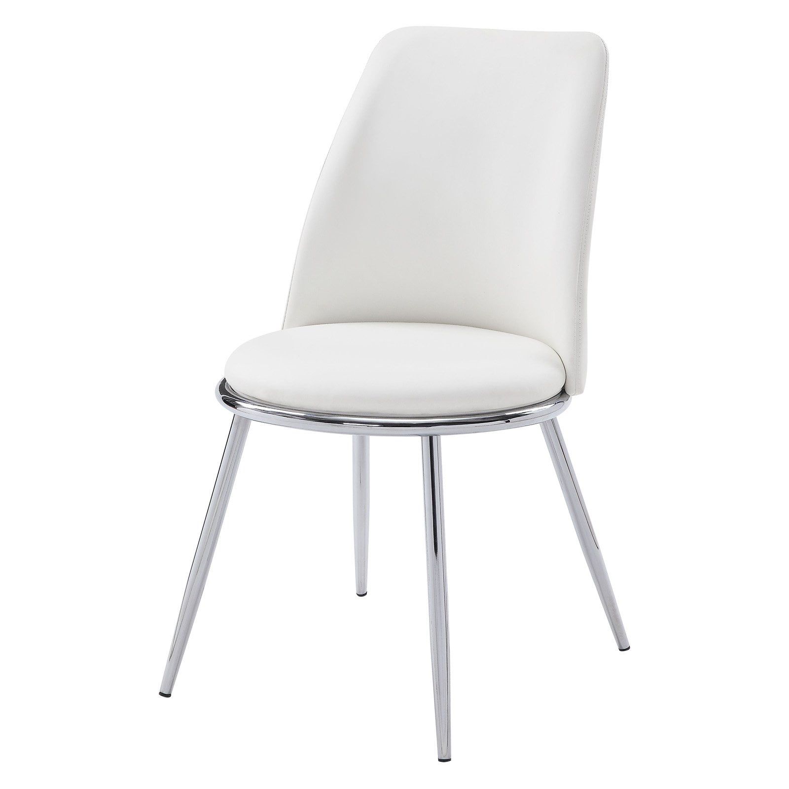 Chara White Faux Leather and Chrome Dining Side Chair