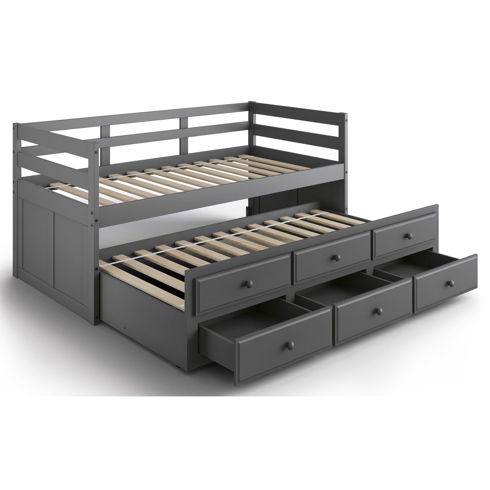 Darcie Gray Pine Wood Twin Daybed with Storage Drawers