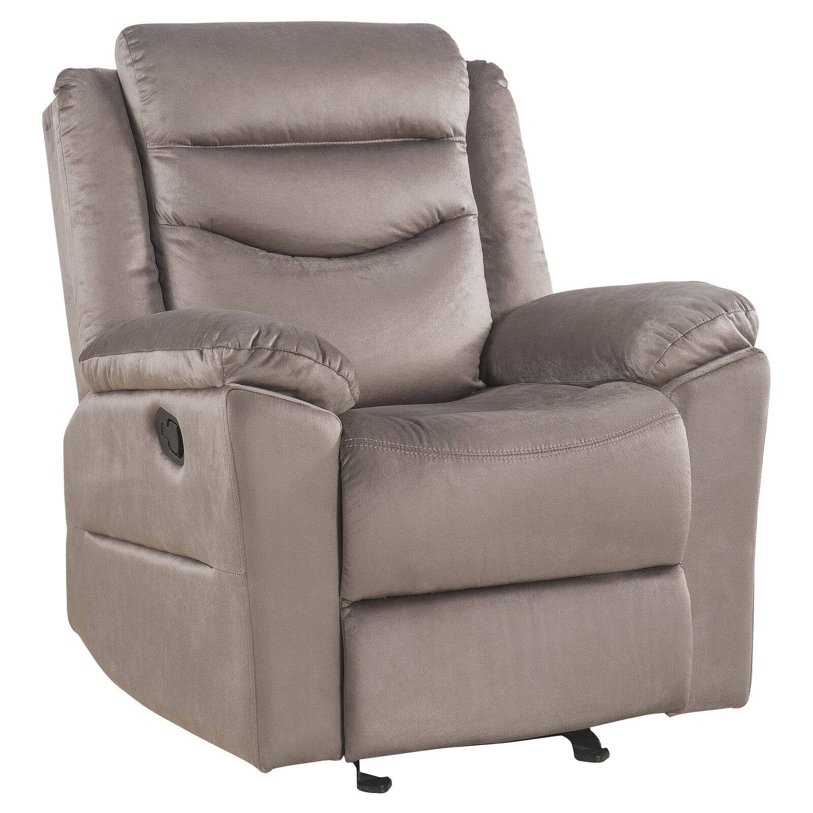 Luxurious Brown Velvet Wood Recliner with Horizontal Tufting