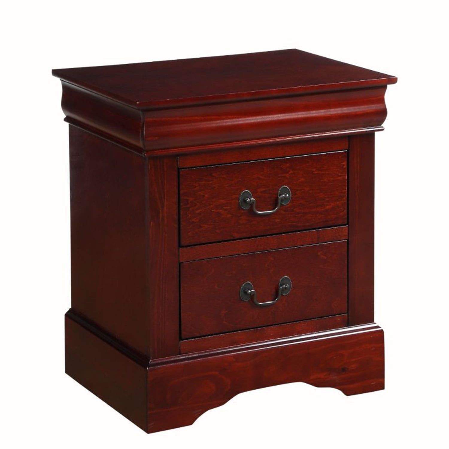 Louis Philippe III Cherry Solid Wood 2-Drawer Nightstand