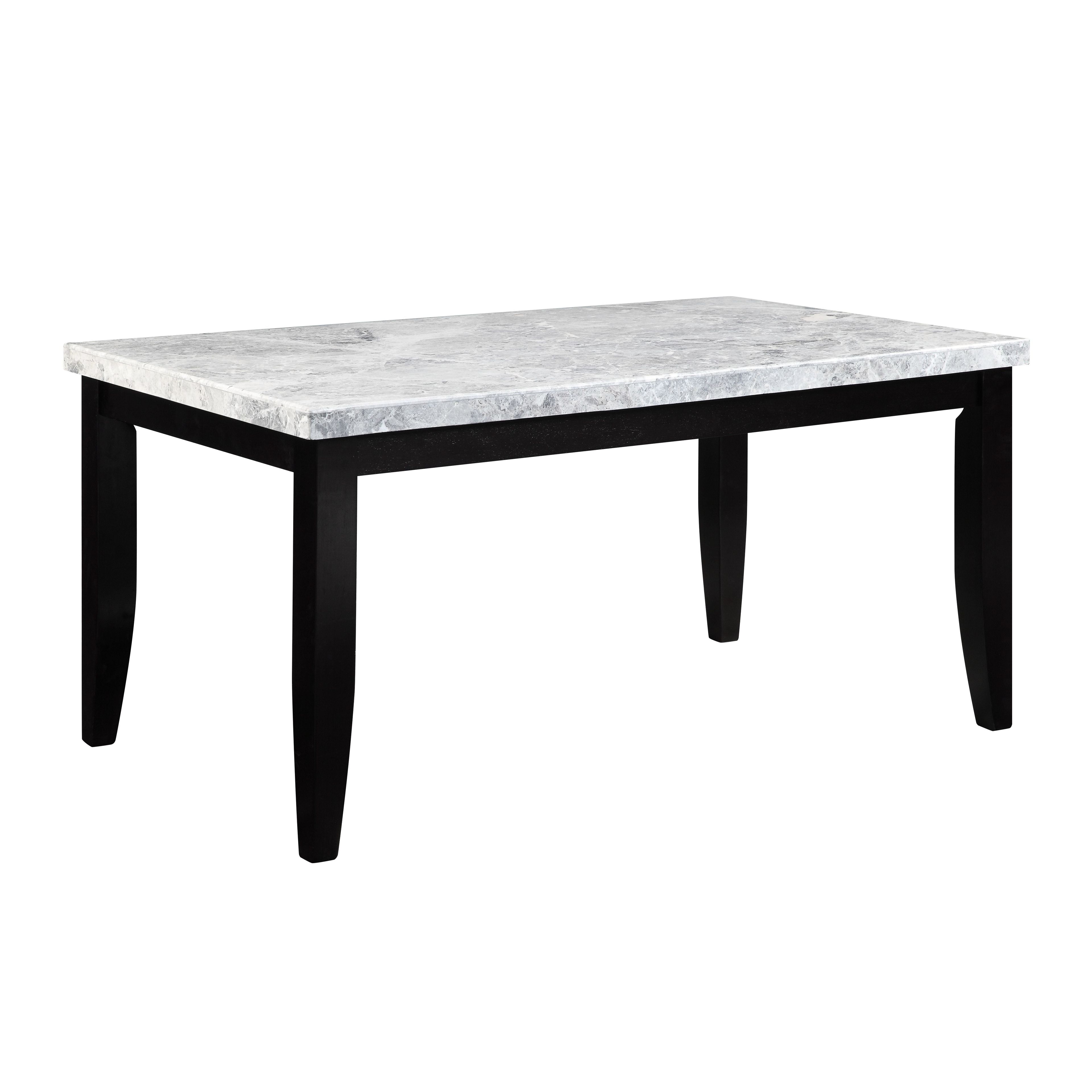 Hussein Transitional Rectangular Marble Dining Table in Black