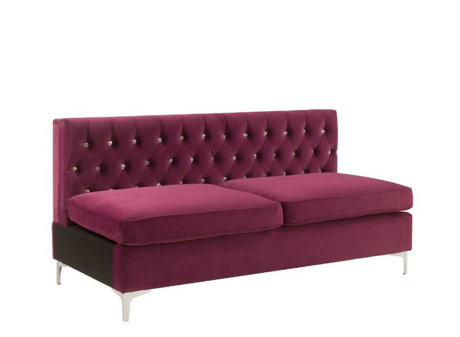 Burgundy Velvet Armless Modular Sofa with Button Tufting