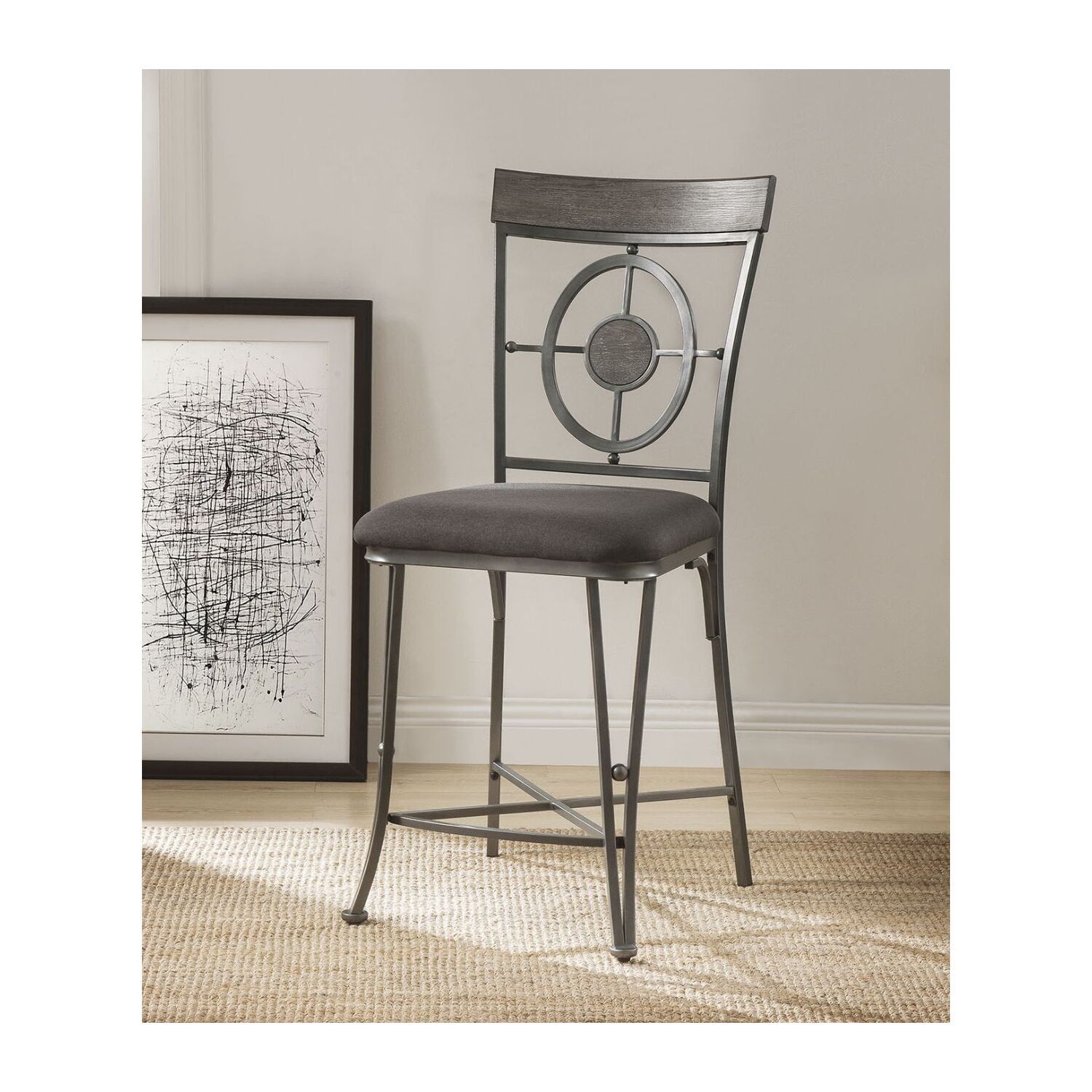 Gunmetal High Back Upholstered Metal Side Chair