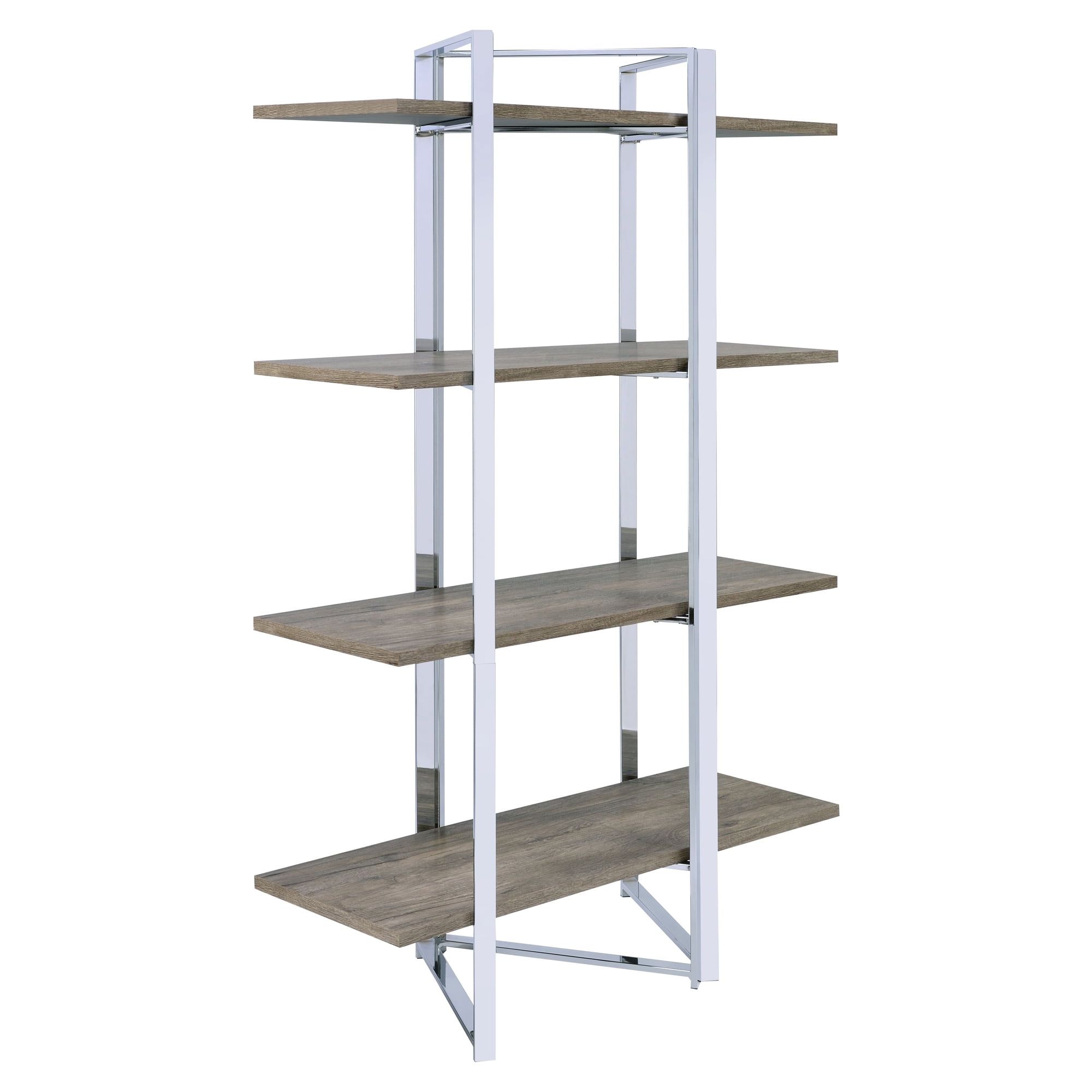 Libby 72" Chrome and Oak Folding Bookshelf