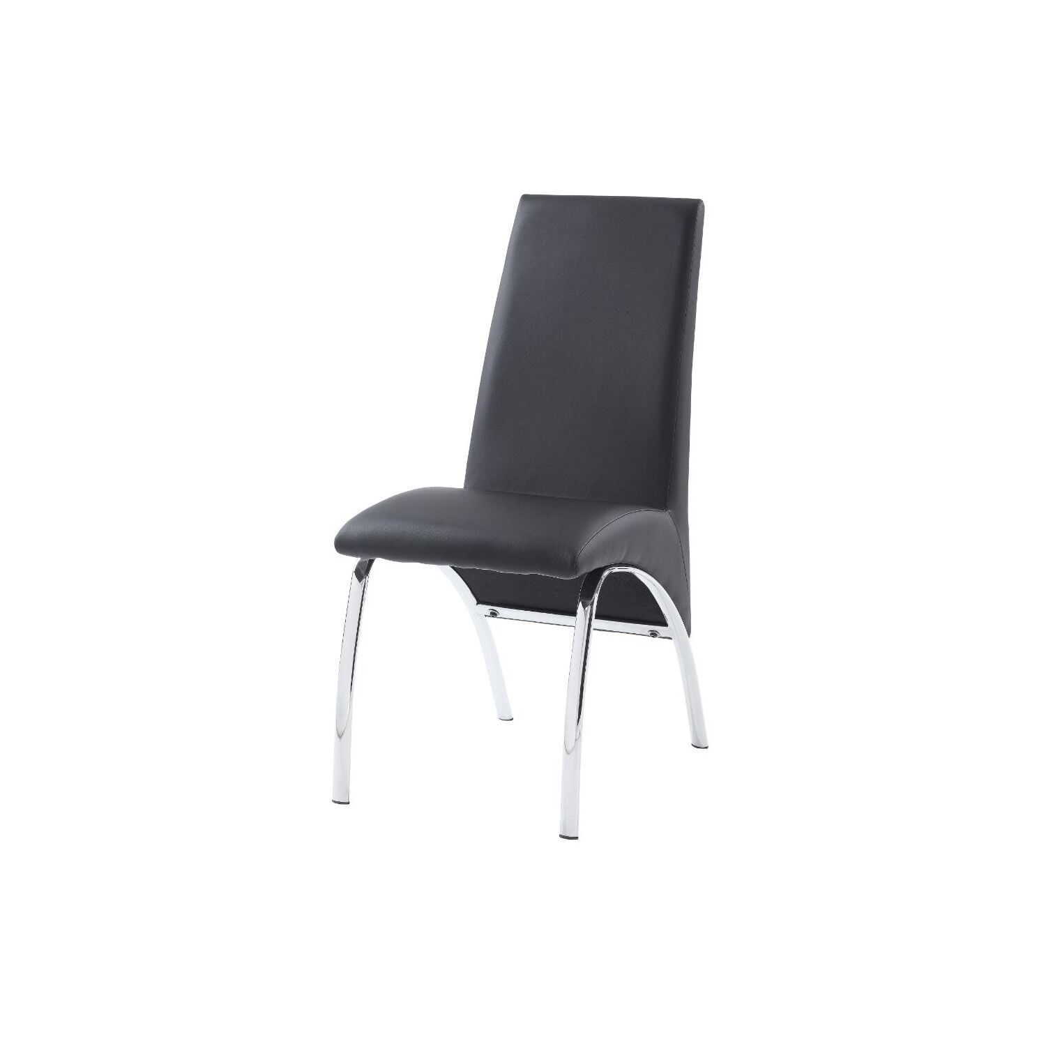 Gray Faux Leather High Back Side Chair with Metal Legs