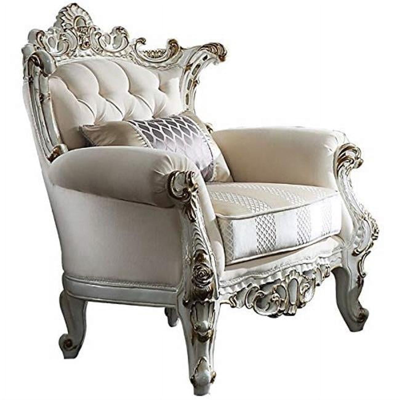 Handcrafted Floral Fabric Antique Pearl Accent Chair