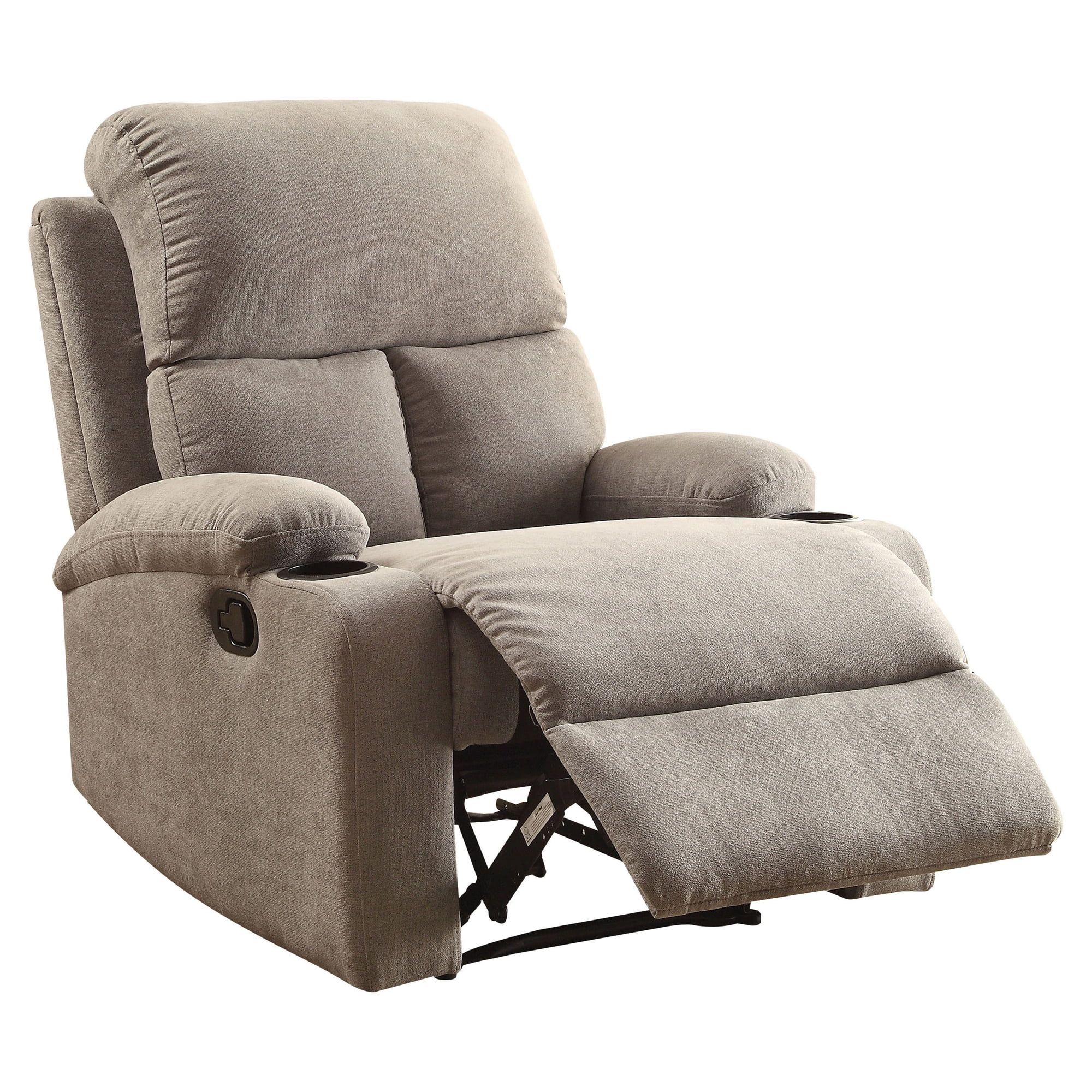 Gray Velvet Upholstered Recliner with Wood Frame