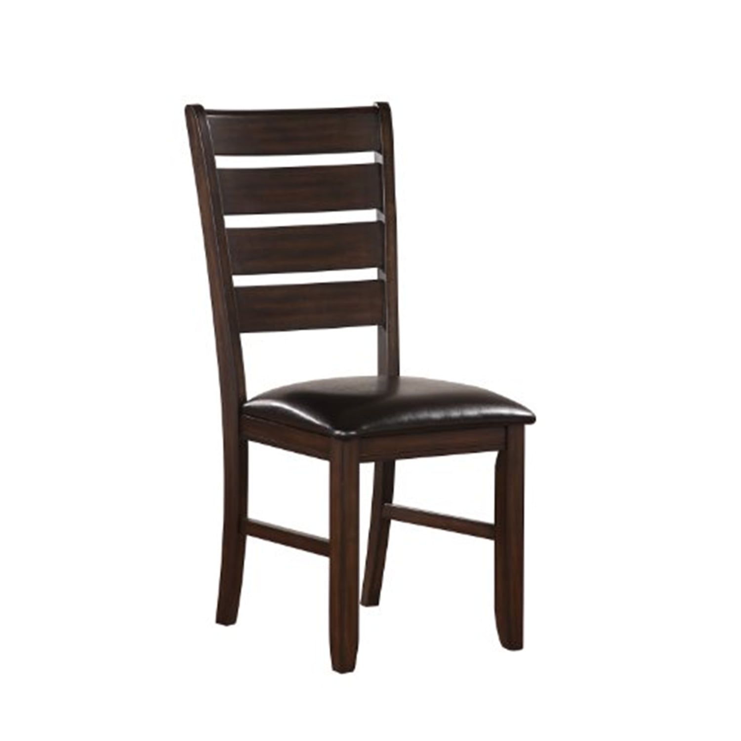 Espresso Ladderback Side Chair Set with Black Upholstery