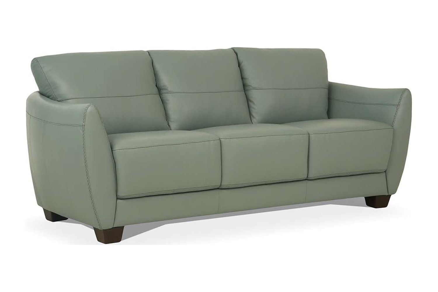 Valeria 79" Gray Leather Sofa with Flared and Pillow-Top Arms