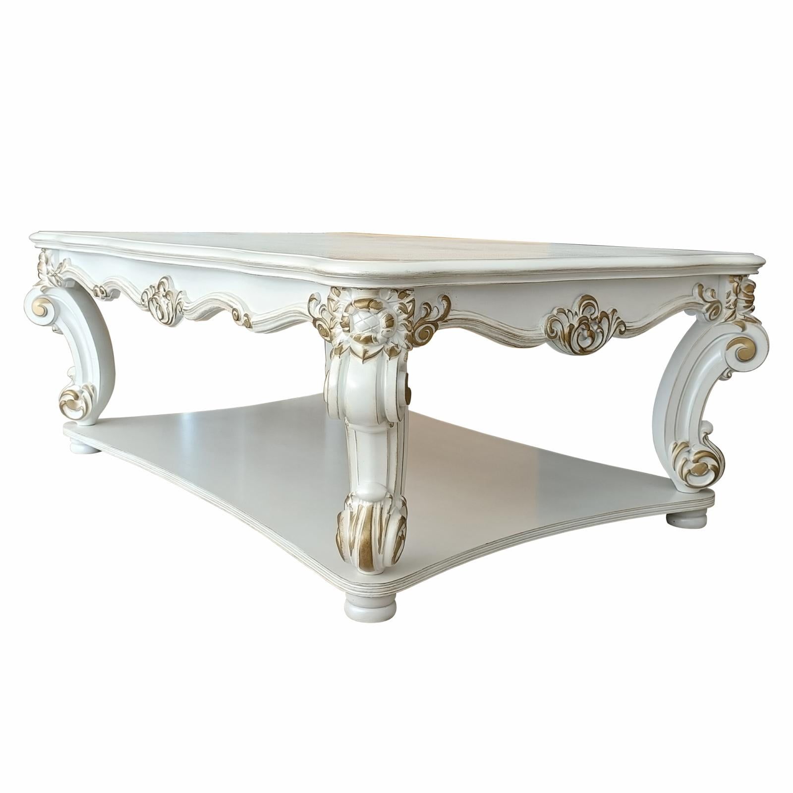 Vendome Traditional Rectangular Wooden Coffee Table in Antique Pearl