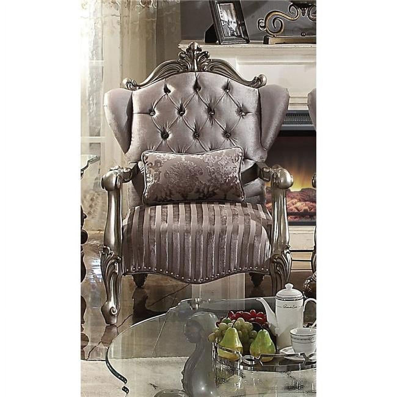 Elegant White Velvet Wood Accent Chair with Pillow